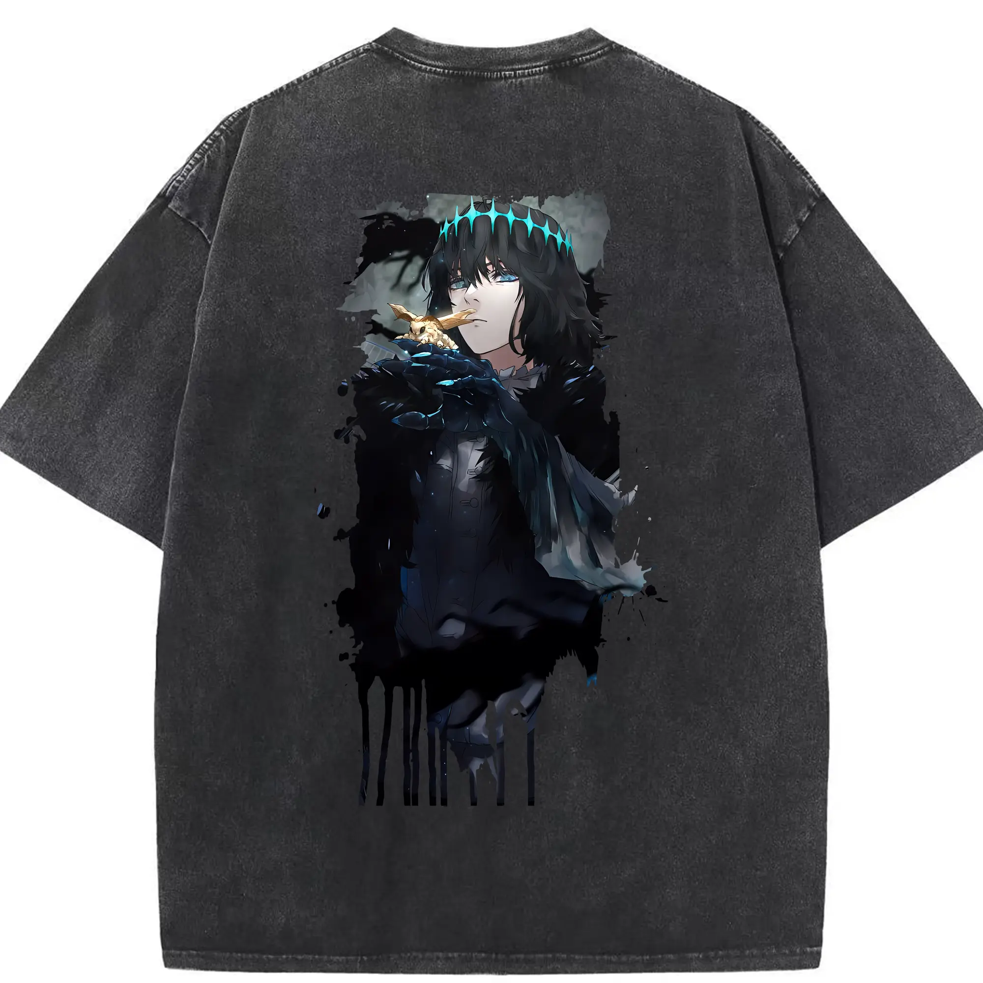 FGO グッズ,オベロン - 綿100％ ヴィンテージ風 半袖Tシャツ ・ 背面プリント ・ 柔らか肌触り ・ 通気性 快適 ・ スポーツ カジュアル 外出用