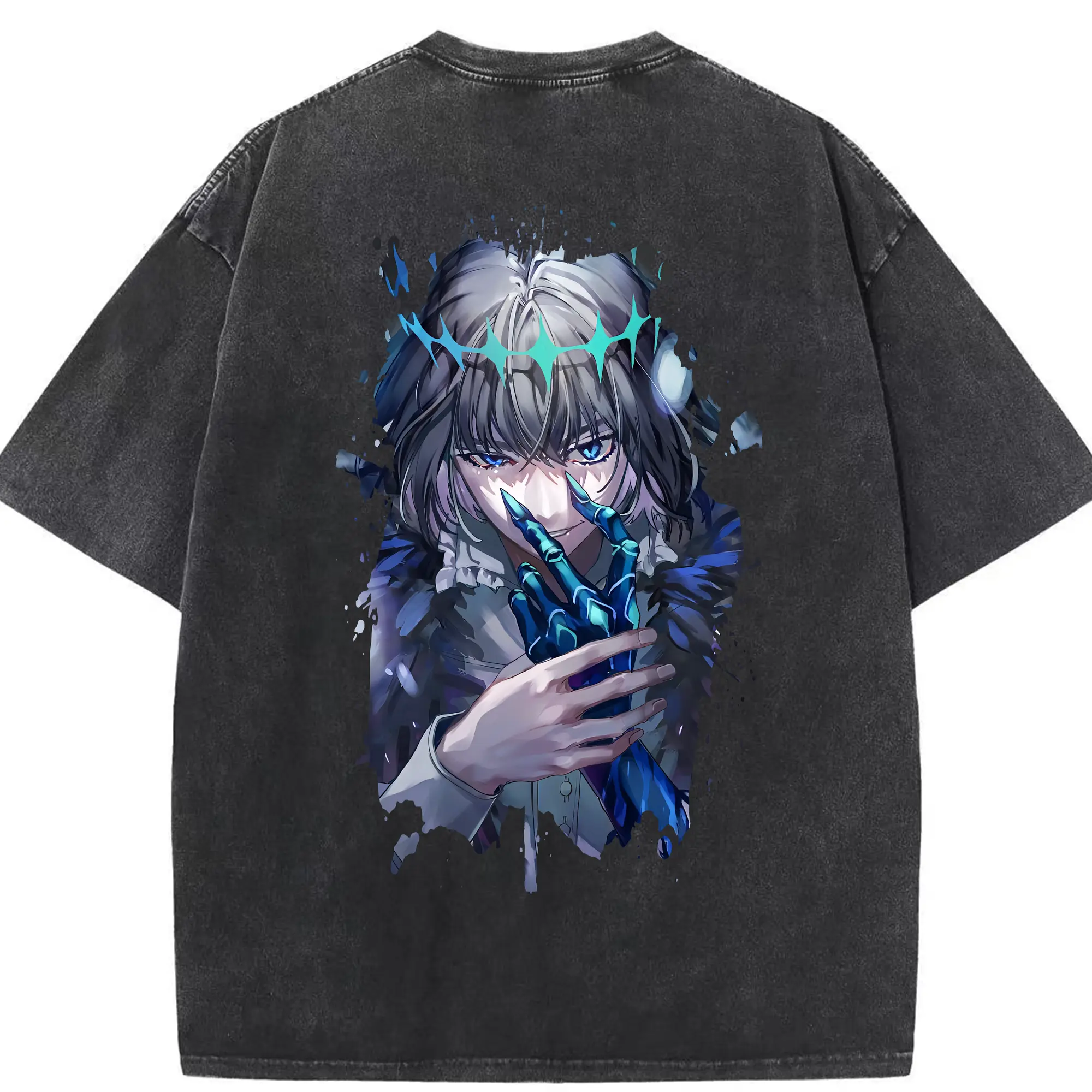 FGO グッズ,オベロン - 綿100％ ヴィンテージ風 半袖Tシャツ ・ 背面プリント ・ 柔らか肌触り ・ 通気性 快適 ・ スポーツ カジュアル 外出用