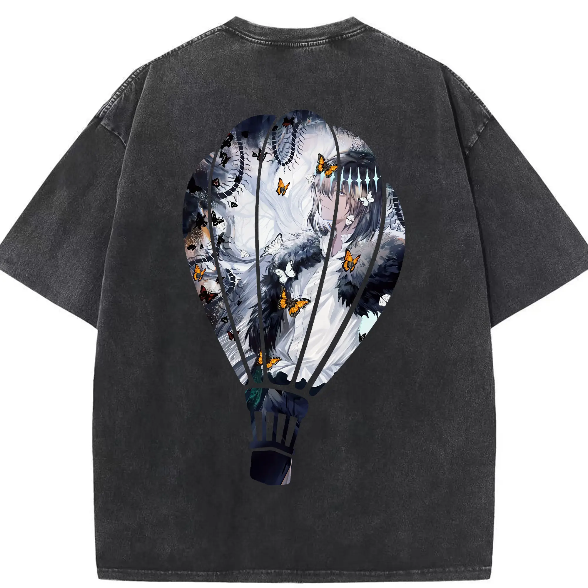 FGO グッズ,オベロン - 綿100％ ヴィンテージ風 半袖Tシャツ ・ 背面プリント ・ 柔らか肌触り ・ 通気性 快適 ・ スポーツ カジュアル 外出用