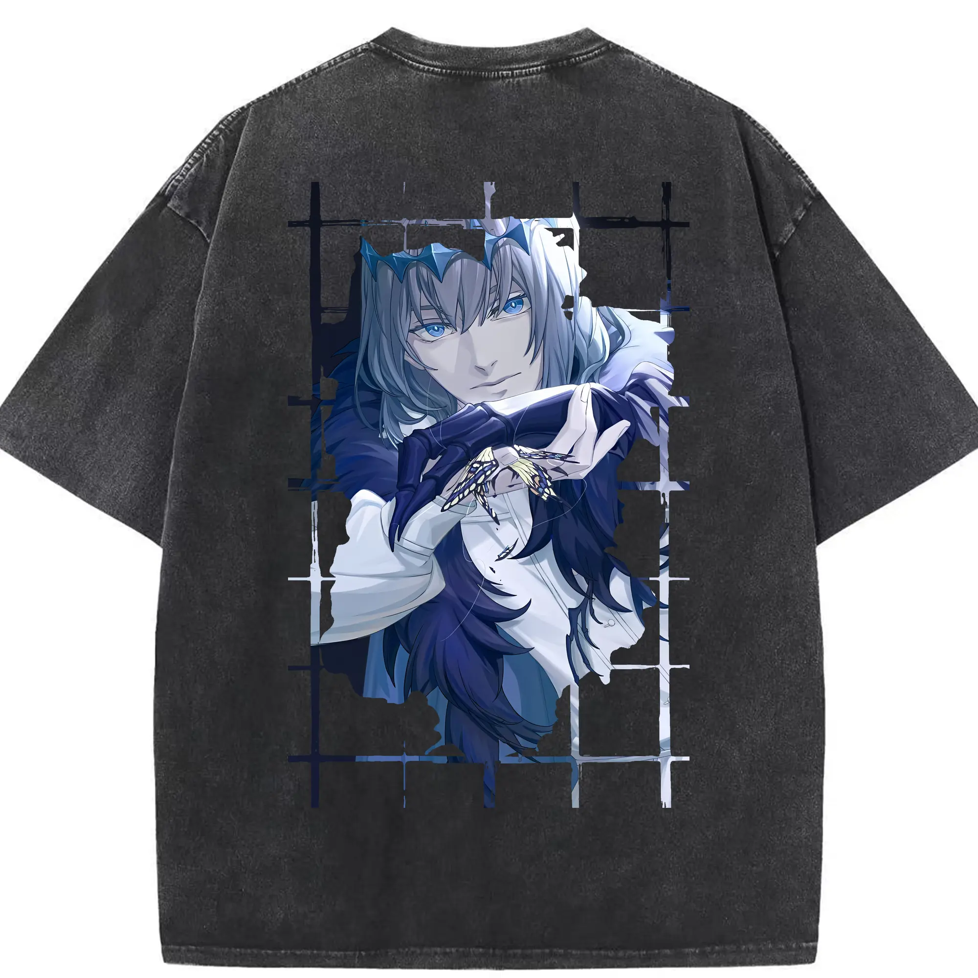 FGO グッズ,オベロン - 綿100％ ヴィンテージ風 半袖Tシャツ ・ 背面プリント ・ 柔らか肌触り ・ 通気性 快適 ・ スポーツ カジュアル 外出用