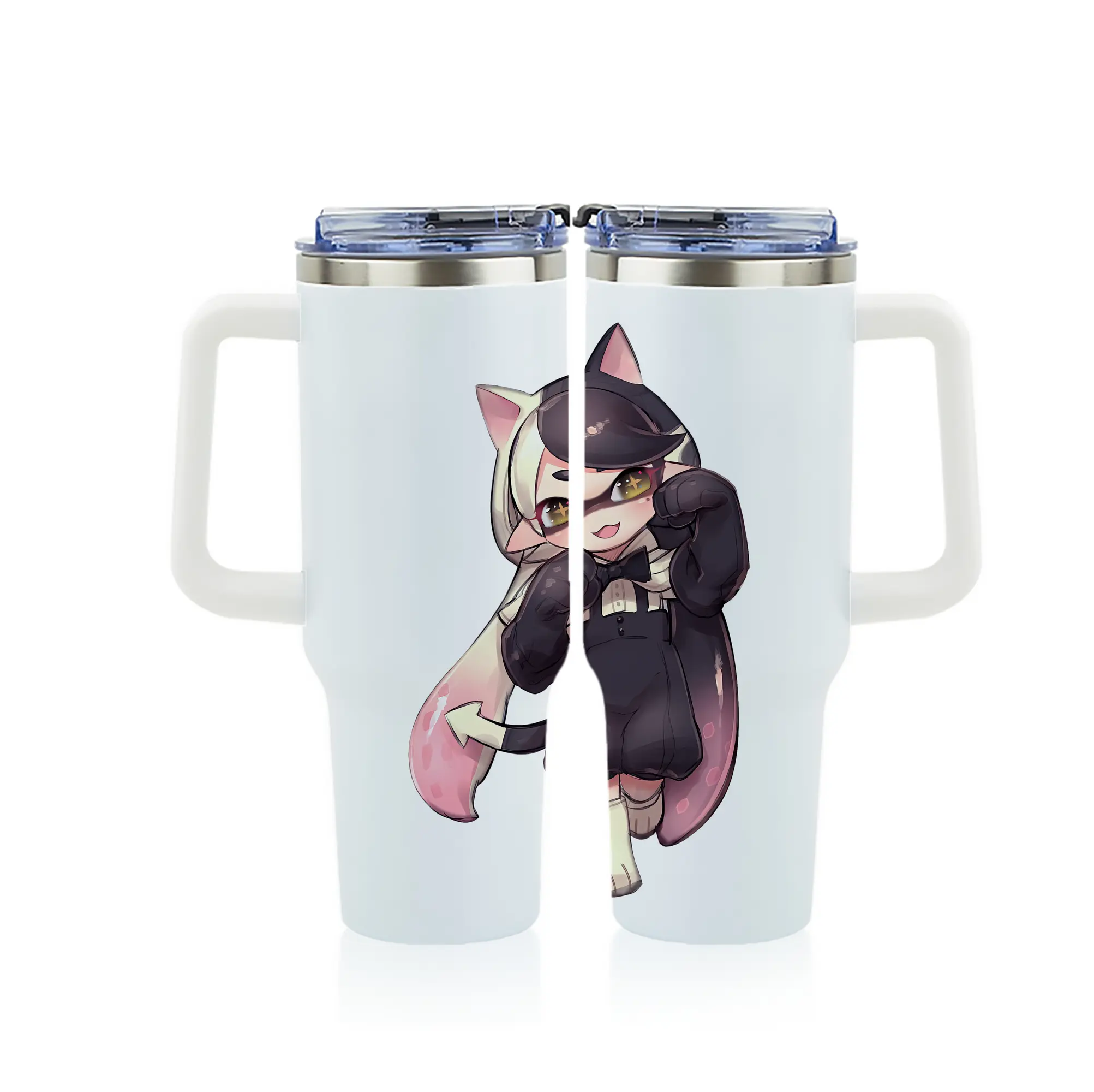 スプラトゥーン グッズ,シオカラーズ アオリ - 1200mL フルプリント車用タンブラー ・ 304ステンレス 内側 ・ 201ステンレス 外側 ・ 保温 保冷 ・ 通勤 ドライブ アウトドア用