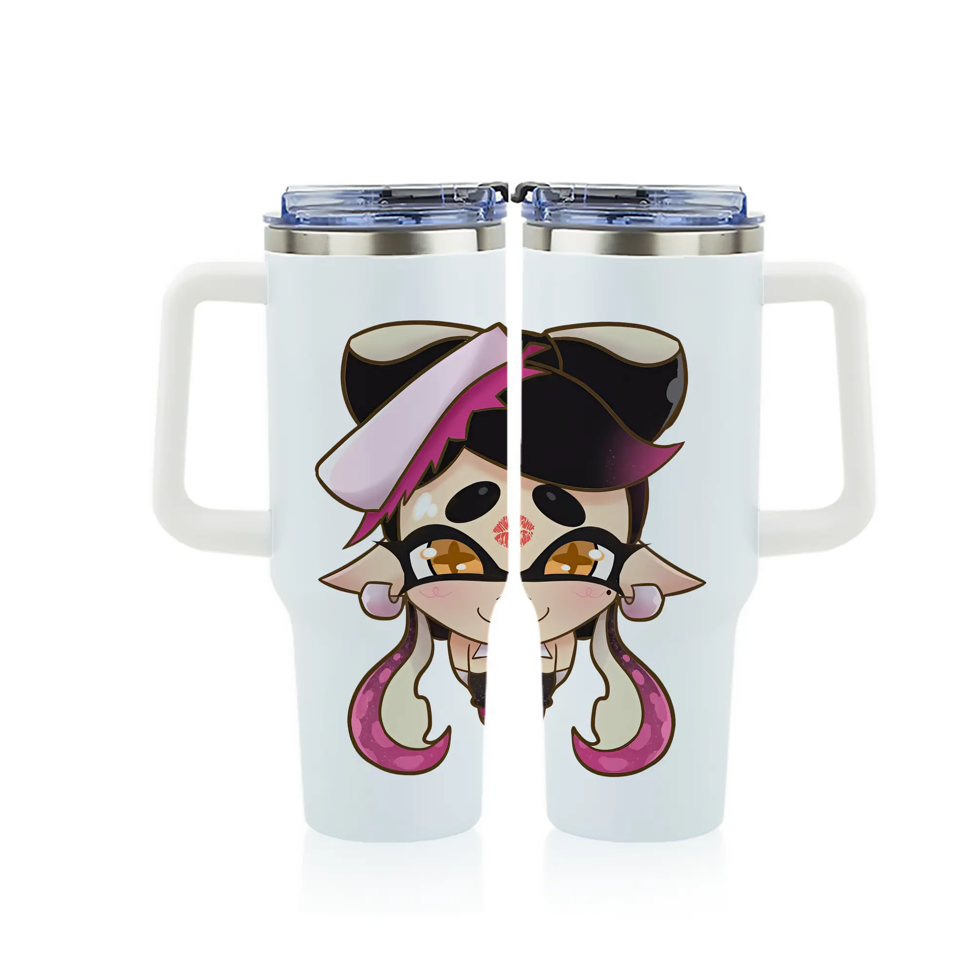 スプラトゥーン グッズ,シオカラーズ アオリ - 1200mL フルプリント車用タンブラー ・ 304ステンレス 内側 ・ 201ステンレス 外側 ・ 保温 保冷 ・ 通勤 ドライブ アウトドア用