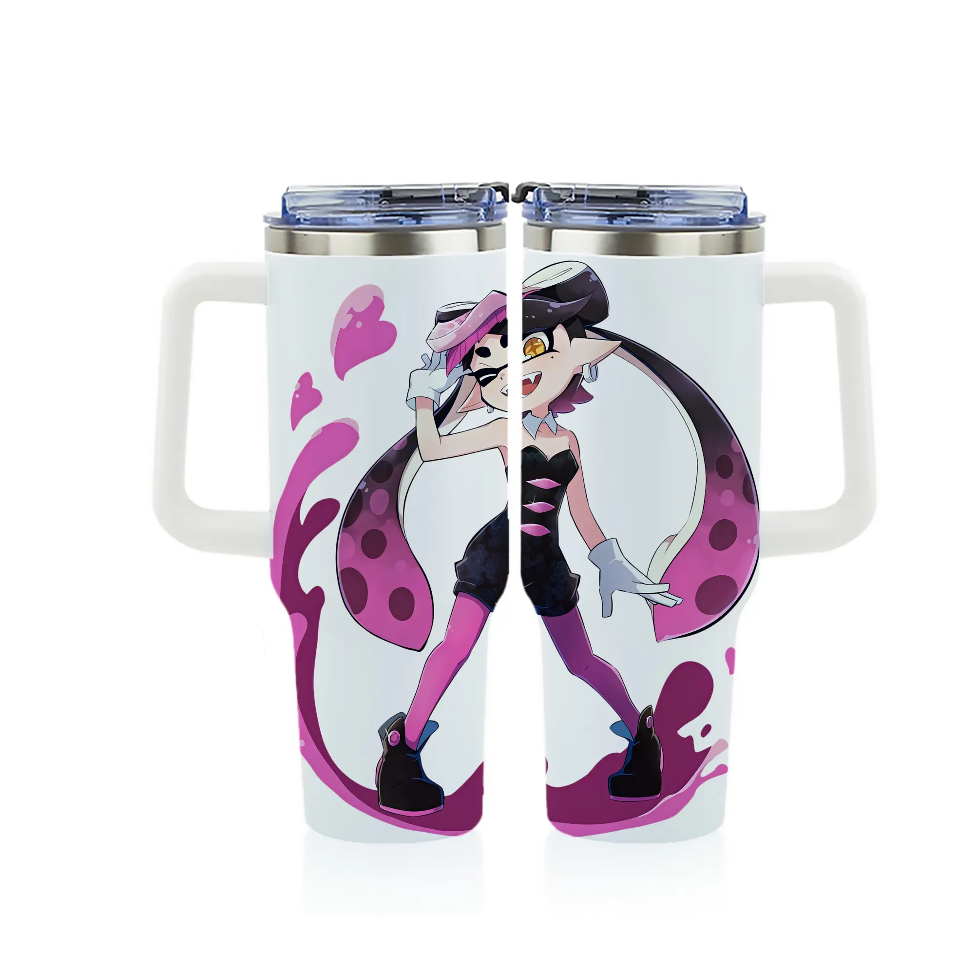 スプラトゥーン グッズ,シオカラーズ アオリ - 1200mL フルプリント車用タンブラー ・ 304ステンレス 内側 ・ 201ステンレス 外側 ・ 保温 保冷 ・ 通勤 ドライブ アウトドア用