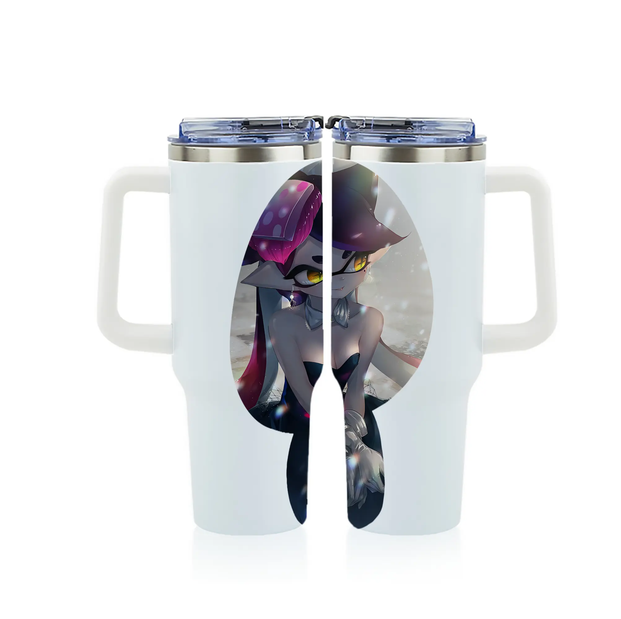 スプラトゥーン グッズ,シオカラーズ アオリ - 1200mL フルプリント車用タンブラー ・ 304ステンレス 内側 ・ 201ステンレス 外側 ・ 保温 保冷 ・ 通勤 ドライブ アウトドア用