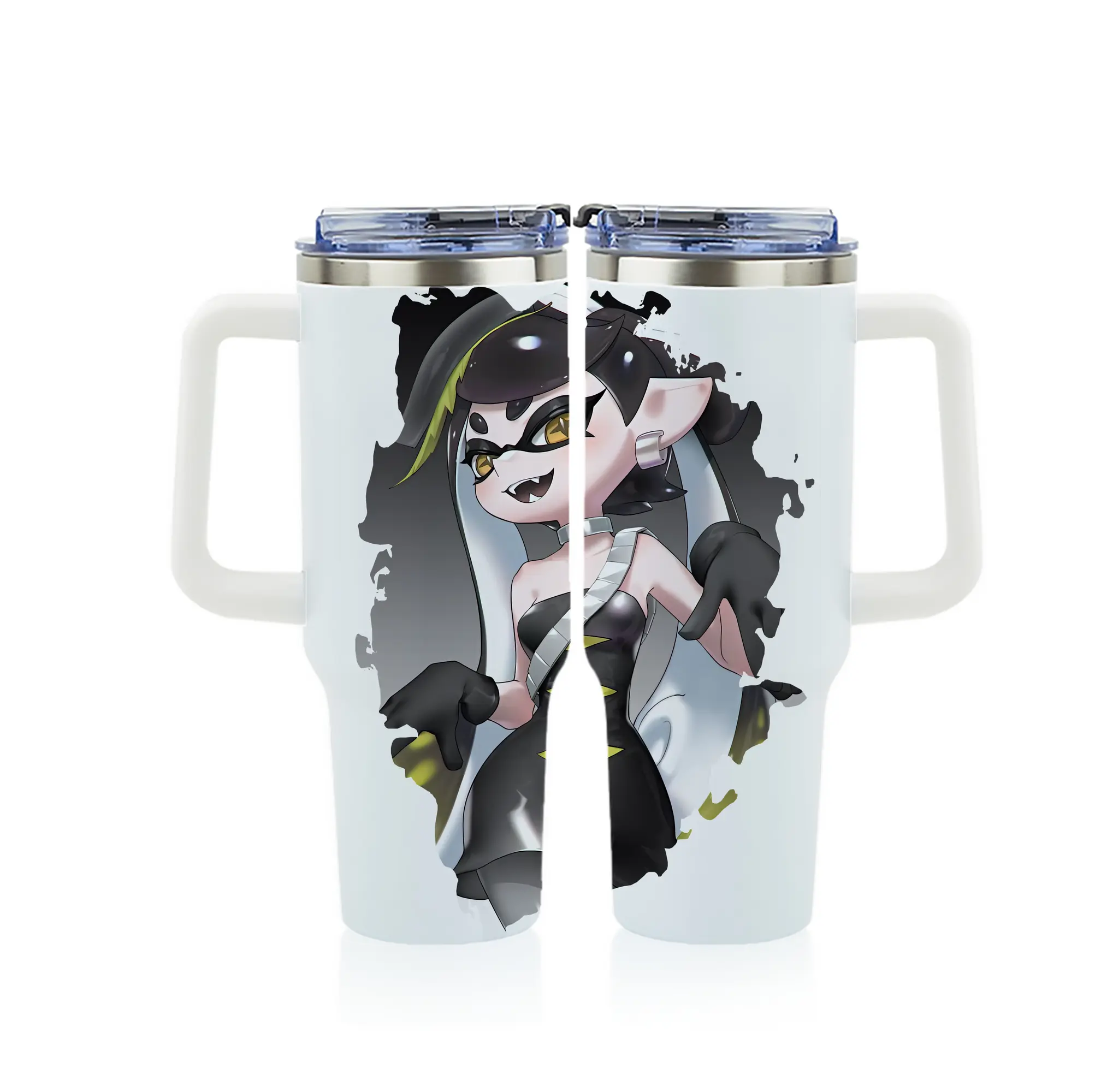 スプラトゥーン グッズ,シオカラーズ アオリ - 1200mL フルプリント車用タンブラー ・ 304ステンレス 内側 ・ 201ステンレス 外側 ・ 保温 保冷 ・ 通勤 ドライブ アウトドア用