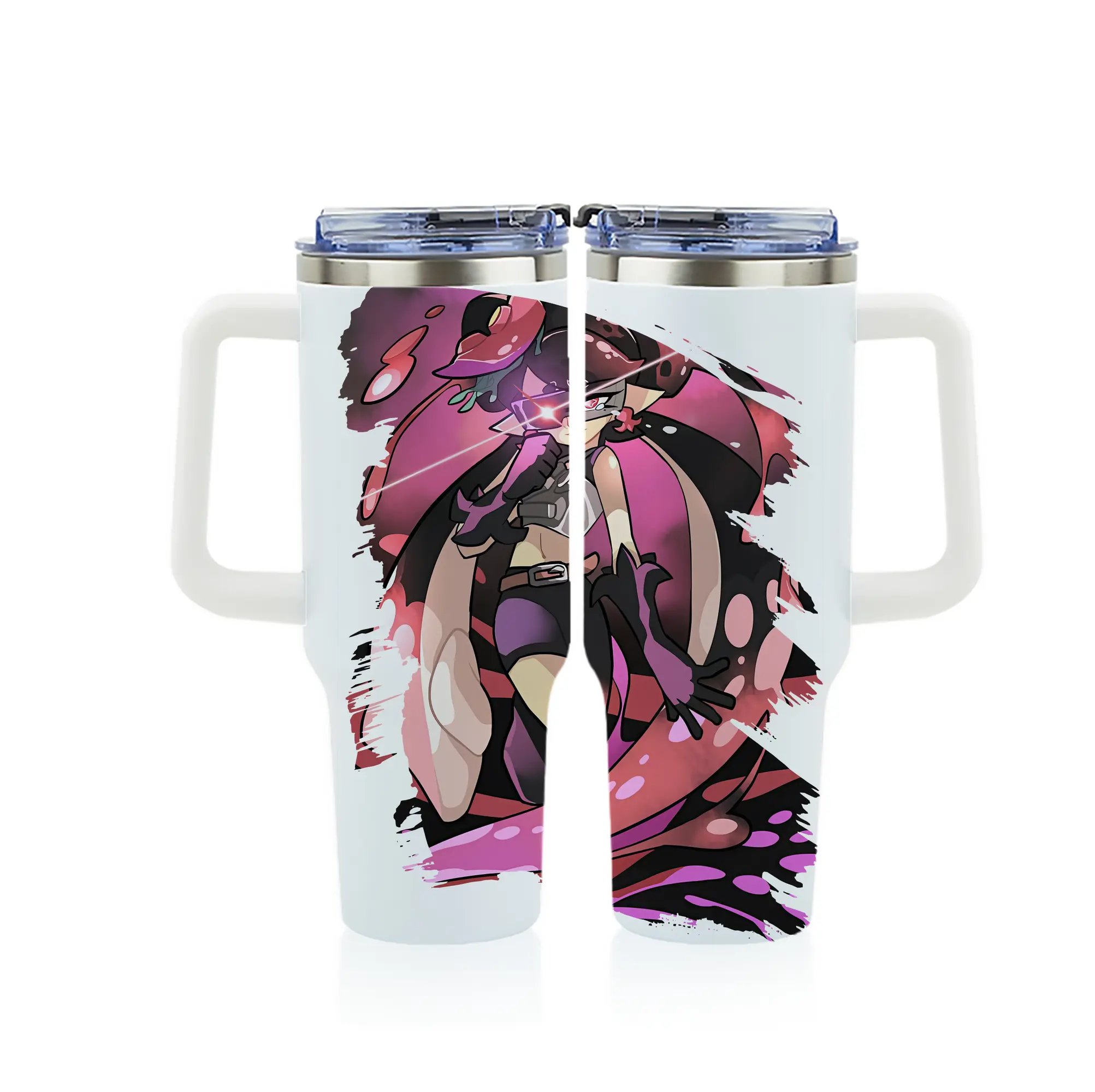 スプラトゥーン グッズ,シオカラーズ アオリ - 1200mL フルプリント車用タンブラー ・ 304ステンレス 内側 ・ 201ステンレス 外側 ・ 保温 保冷 ・ 通勤 ドライブ アウトドア用