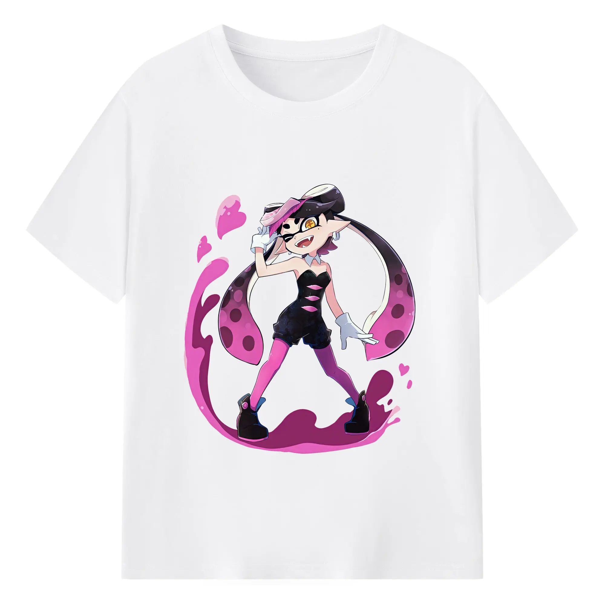 スプラトゥーン グッズ,シオカラーズ アオリ - 綿100％ 半袖Tシャツ ・ フロントプリント ・ 快適 通気性 ・ 日常使い 散歩 スポーツ用