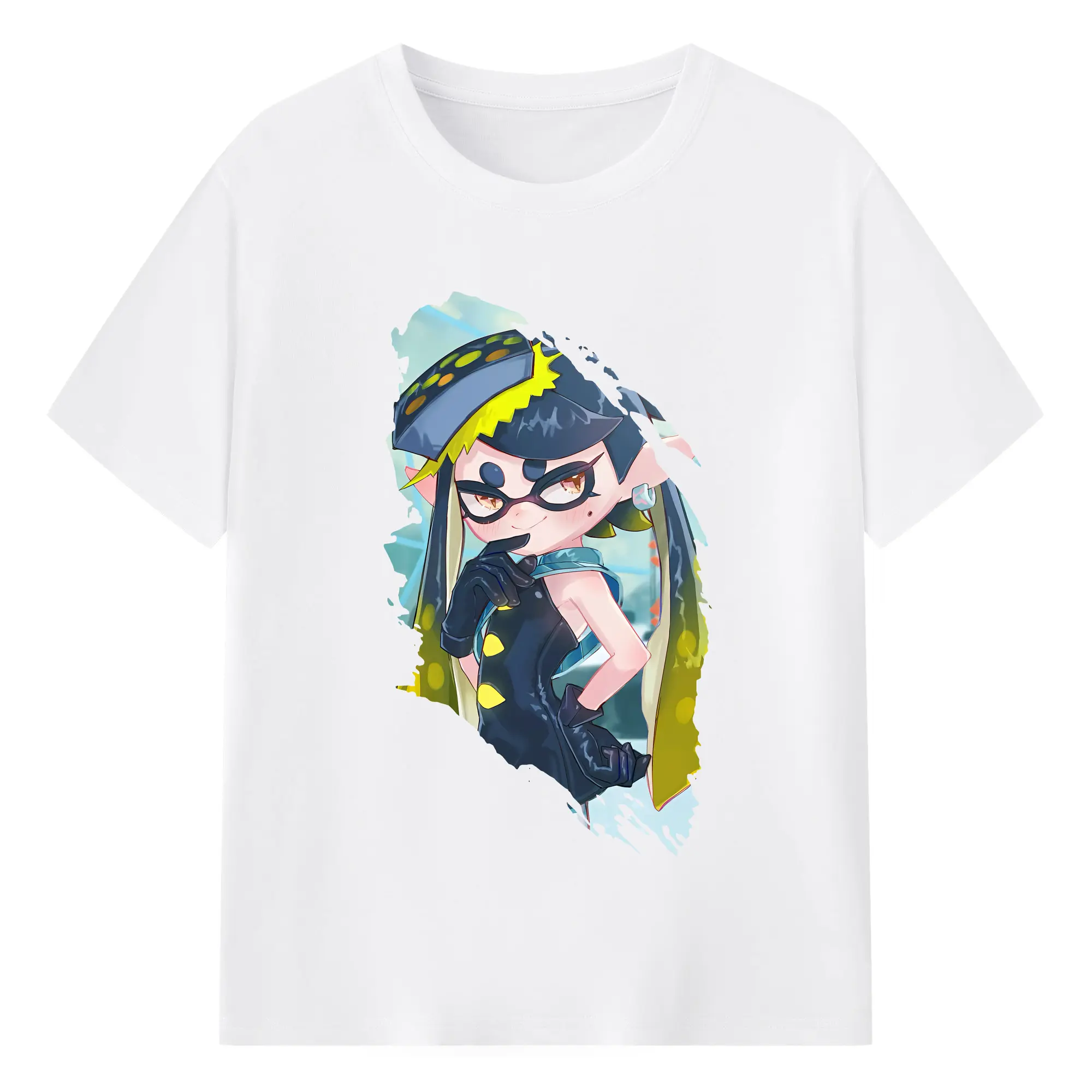 スプラトゥーン グッズ,シオカラーズ アオリ - 綿100％ 半袖Tシャツ ・ フロントプリント ・ 快適 通気性 ・ 日常使い 散歩 スポーツ用