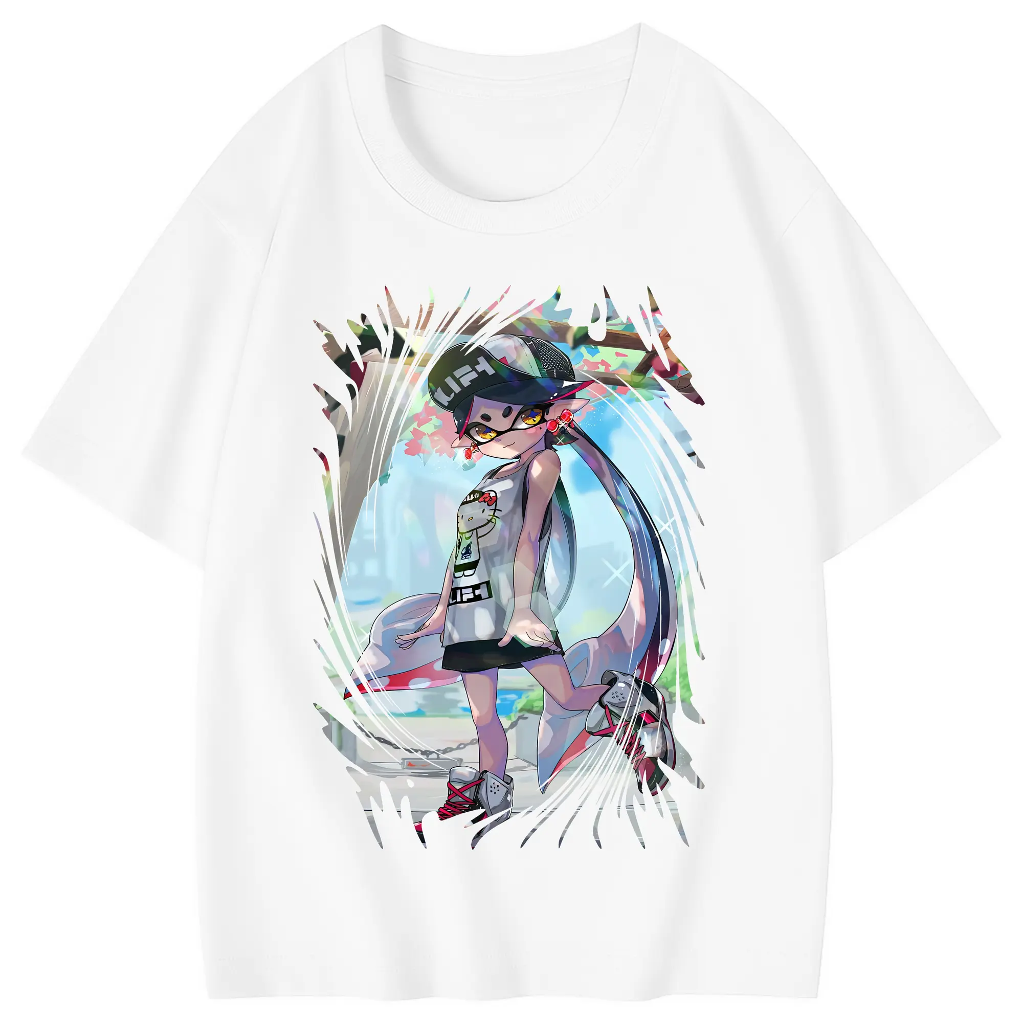 スプラトゥーン グッズ,シオカラーズ アオリ - 綿100％ キッズTシャツ ・ フロントプリント ・ 快適 通気性 ・ スポーツ カジュアル 散歩用