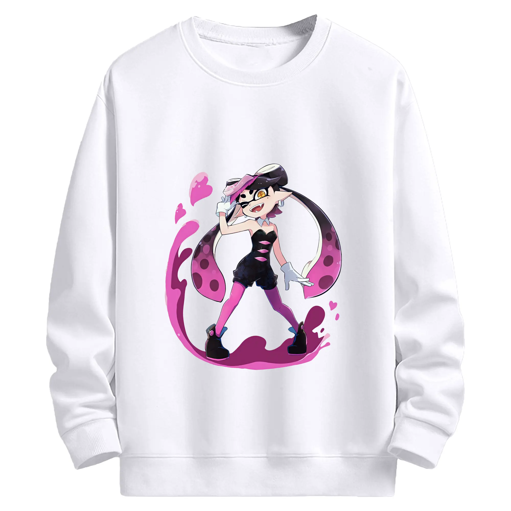 スプラトゥーン グッズ,シオカラーズ アオリ - 高品質 クルーネック スウェット ・ コットン59％ ポリエステル41％ ・ ユニセックス 長袖 トレーナー ・ カジュアル デイリー スポーツ 散歩用