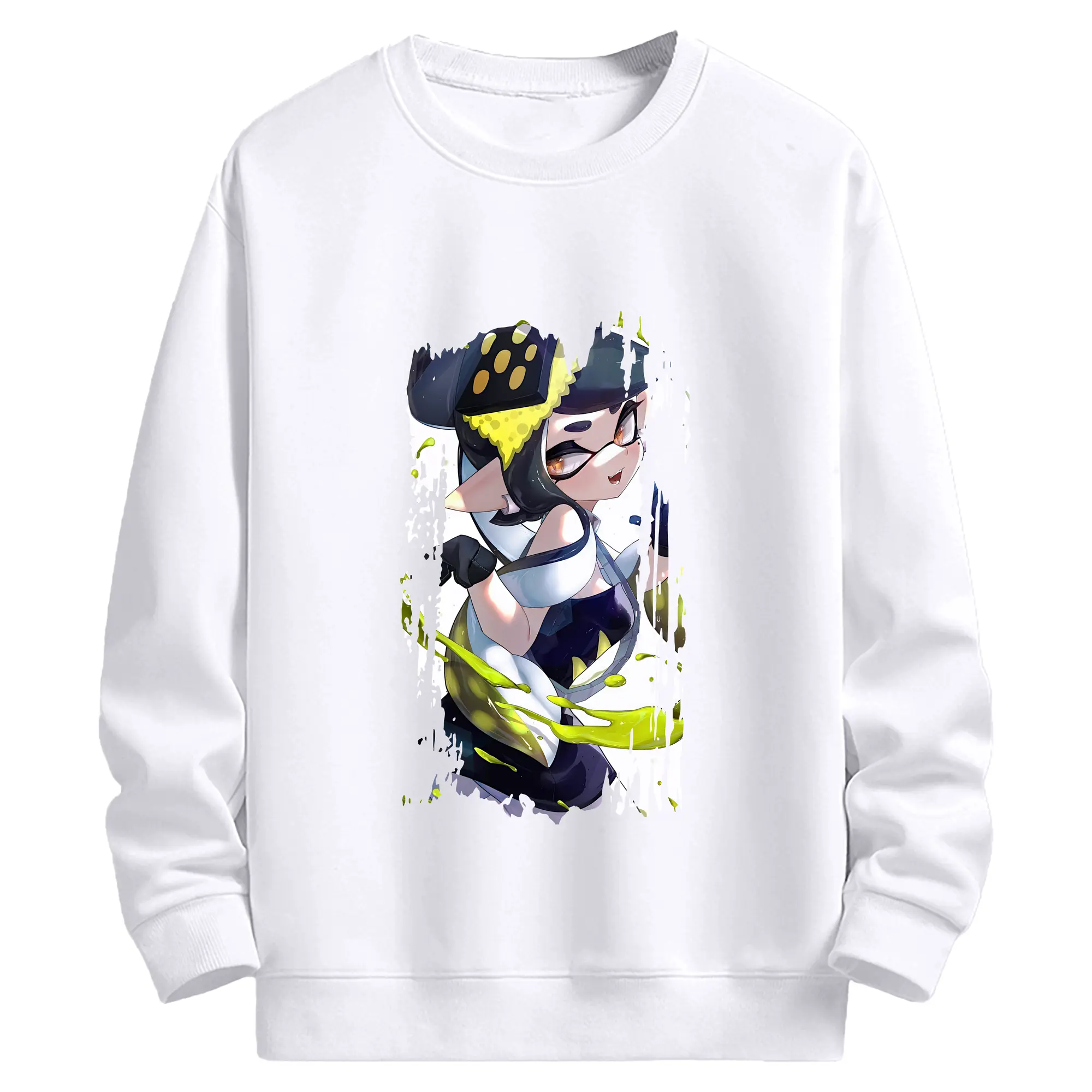 スプラトゥーン グッズ,シオカラーズ アオリ - 高品質 クルーネック スウェット ・ コットン59％ ポリエステル41％ ・ ユニセックス 長袖 トレーナー ・ カジュアル デイリー スポーツ 散歩用