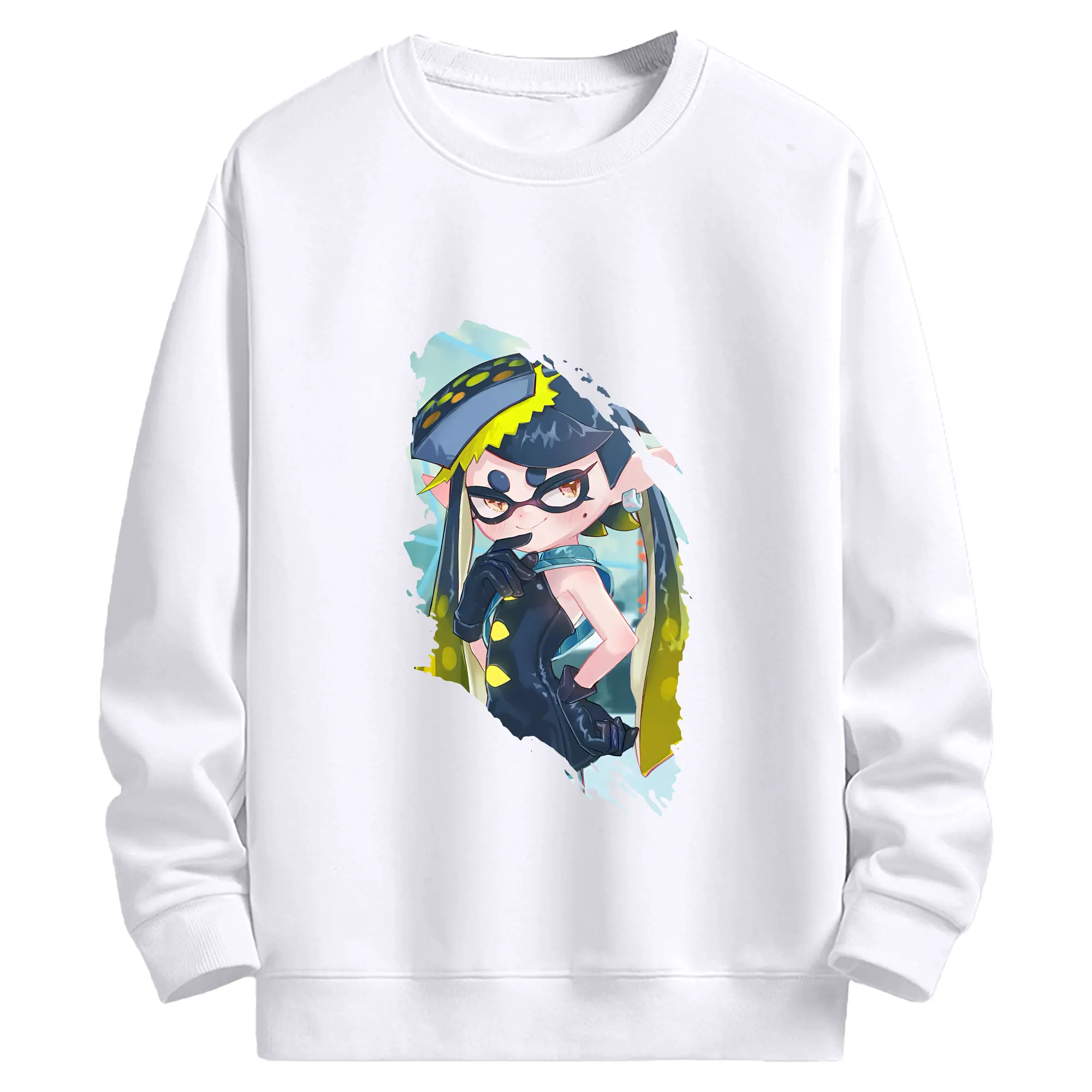 スプラトゥーン グッズ,シオカラーズ アオリ - 高品質 クルーネック スウェット ・ コットン59％ ポリエステル41％ ・ ユニセックス 長袖 トレーナー ・ カジュアル デイリー スポーツ 散歩用