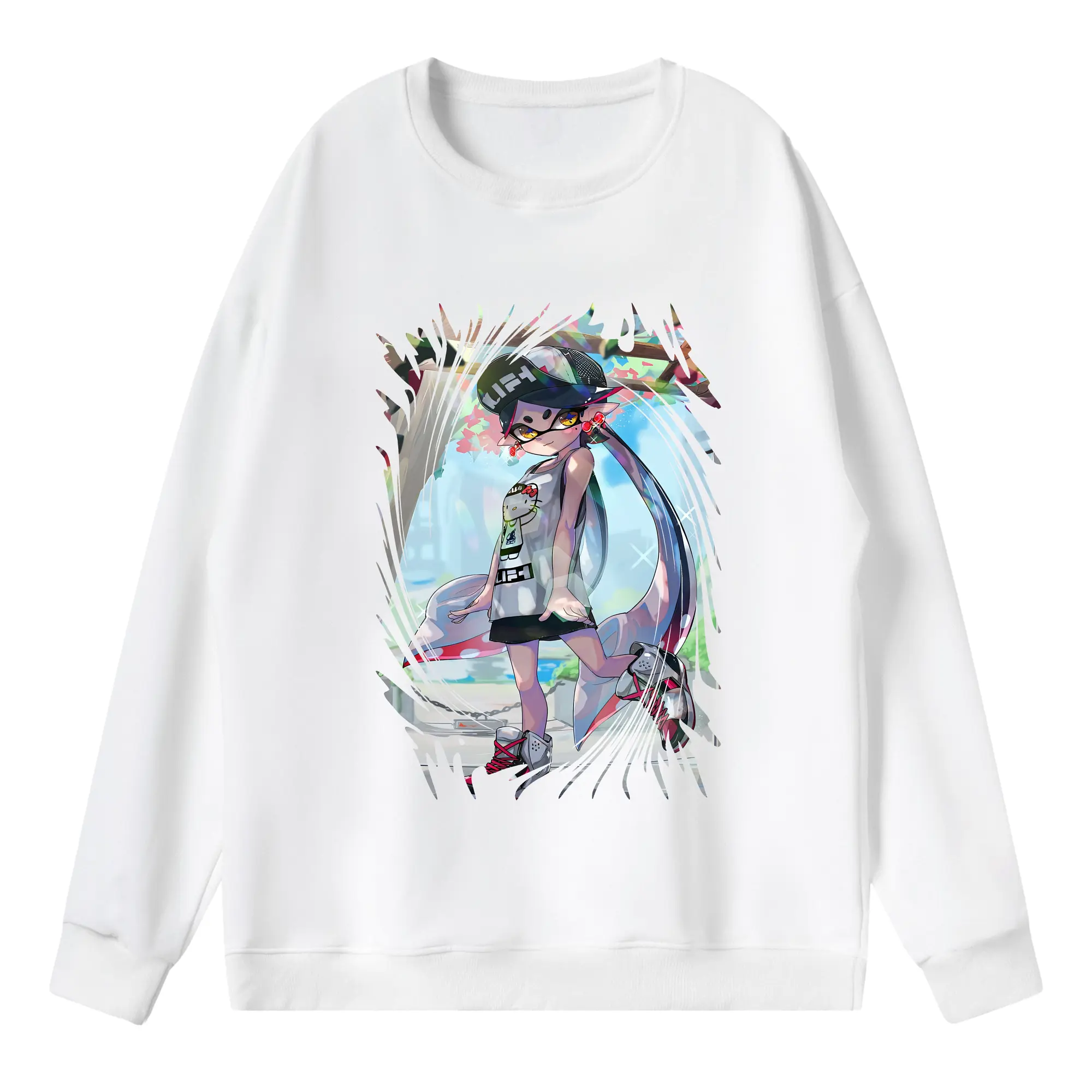 スプラトゥーン グッズ,シオカラーズ アオリ - 薄手 クルーネック スウェット 裏毛260g · ポリエステル 春秋向け カジュアル 男女兼用 · トレーナー デイリー スポーツ 散歩に最適