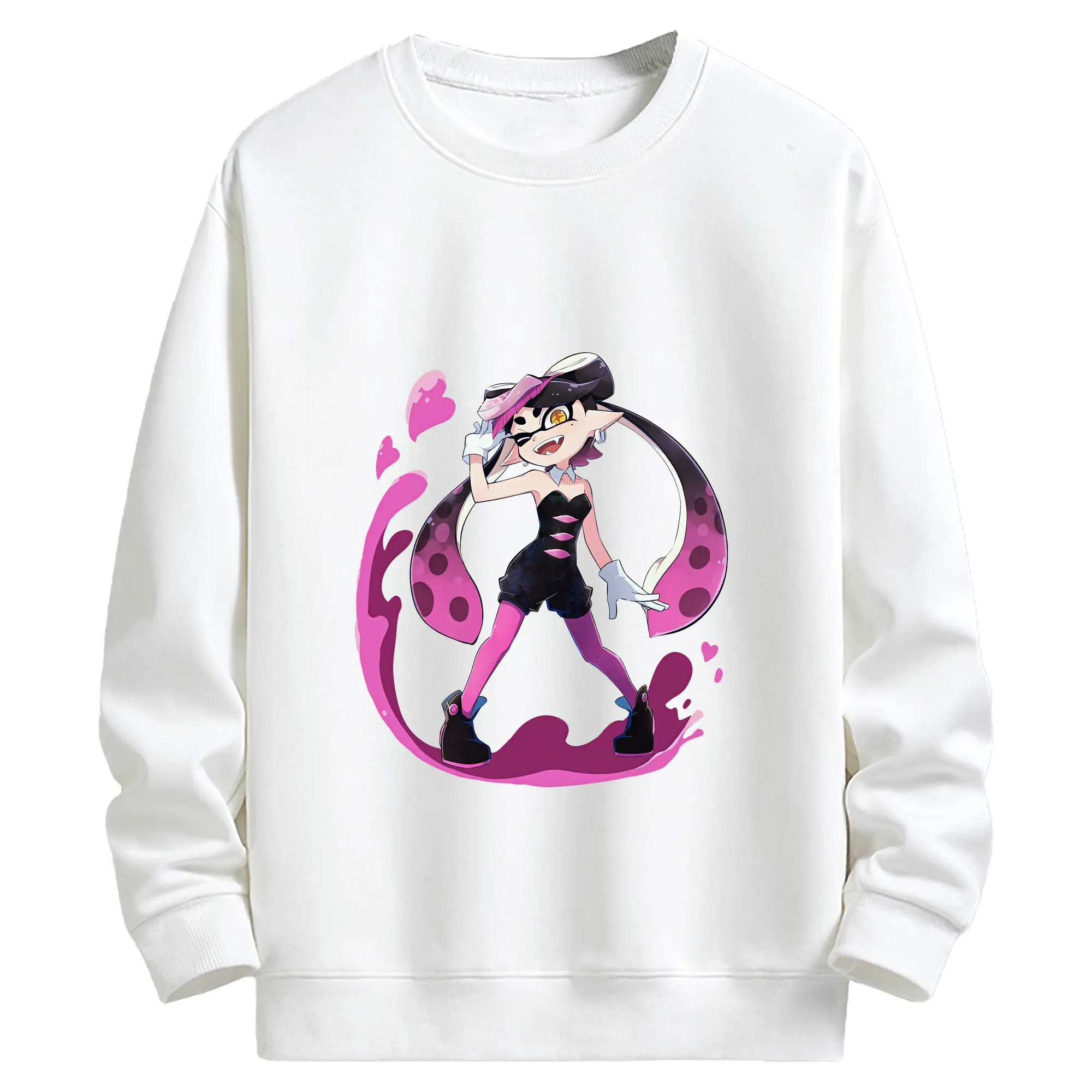 スプラトゥーン グッズ,シオカラーズ アオリ - キッズ クルーネックスウェットシャツ ・ フロントプリント ・ 綿80％ ポリエステル20％ ・ 快適 通学 スポーツ 日常使い お散歩用