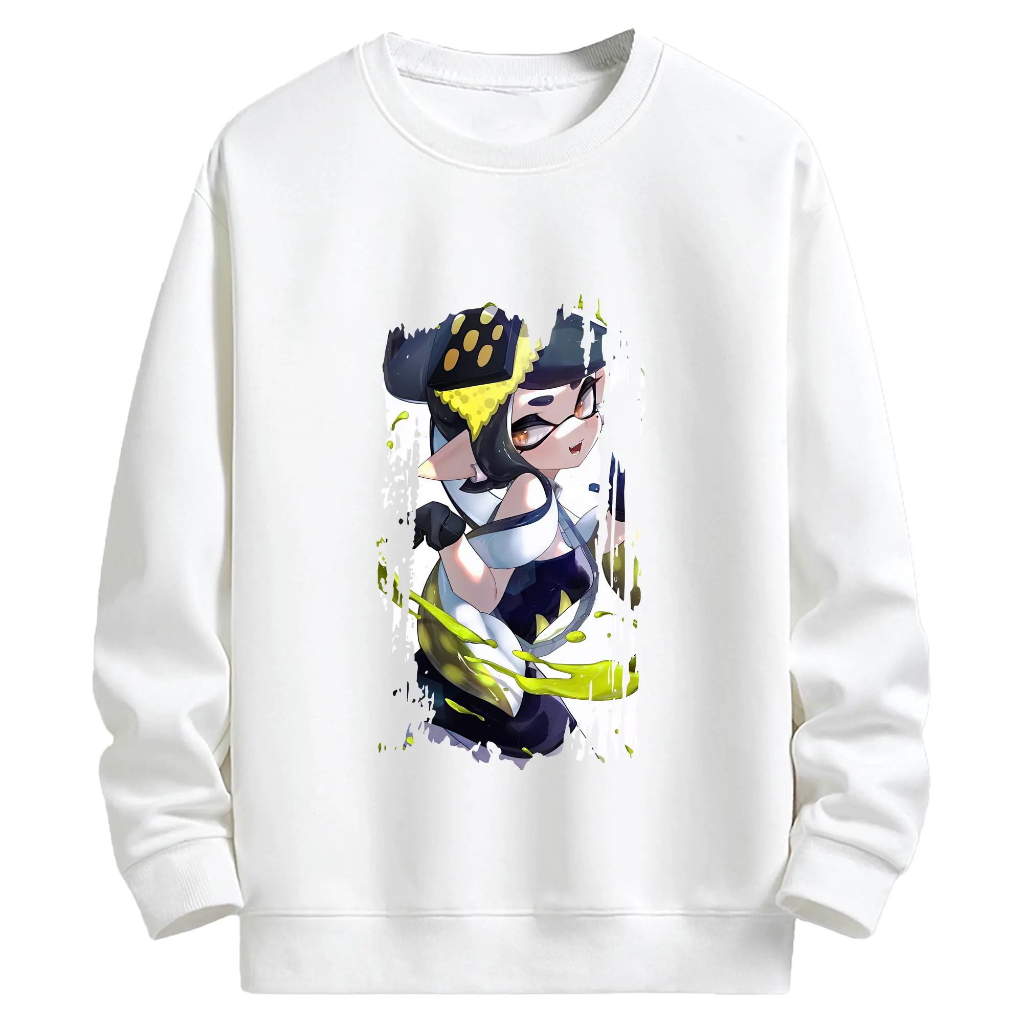 スプラトゥーン グッズ,シオカラーズ アオリ - キッズ クルーネックスウェットシャツ ・ フロントプリント ・ 綿80％ ポリエステル20％ ・ 快適 通学 スポーツ 日常使い お散歩用