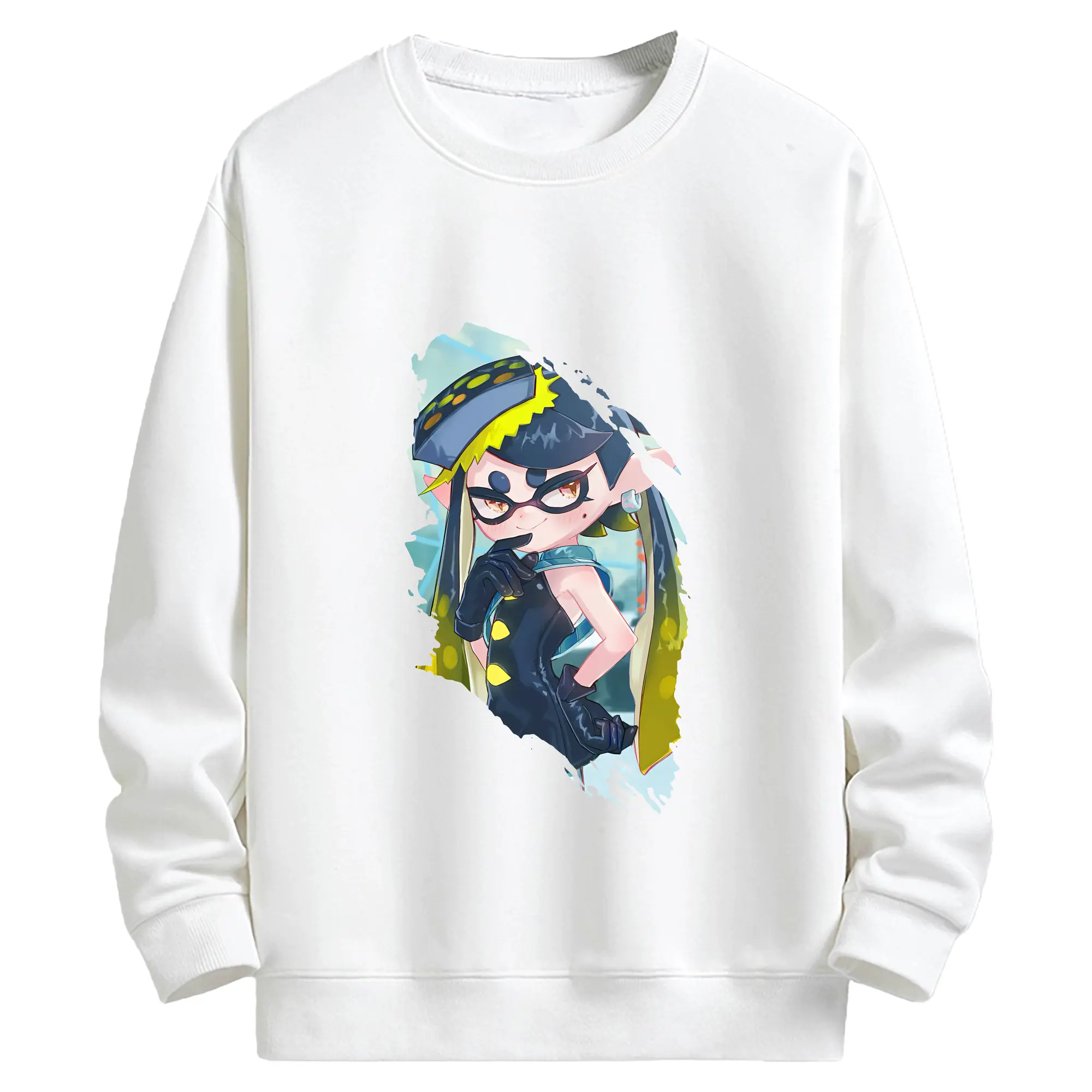 スプラトゥーン グッズ,シオカラーズ アオリ - キッズ クルーネックスウェットシャツ ・ フロントプリント ・ 綿80％ ポリエステル20％ ・ 快適 通学 スポーツ 日常使い お散歩用