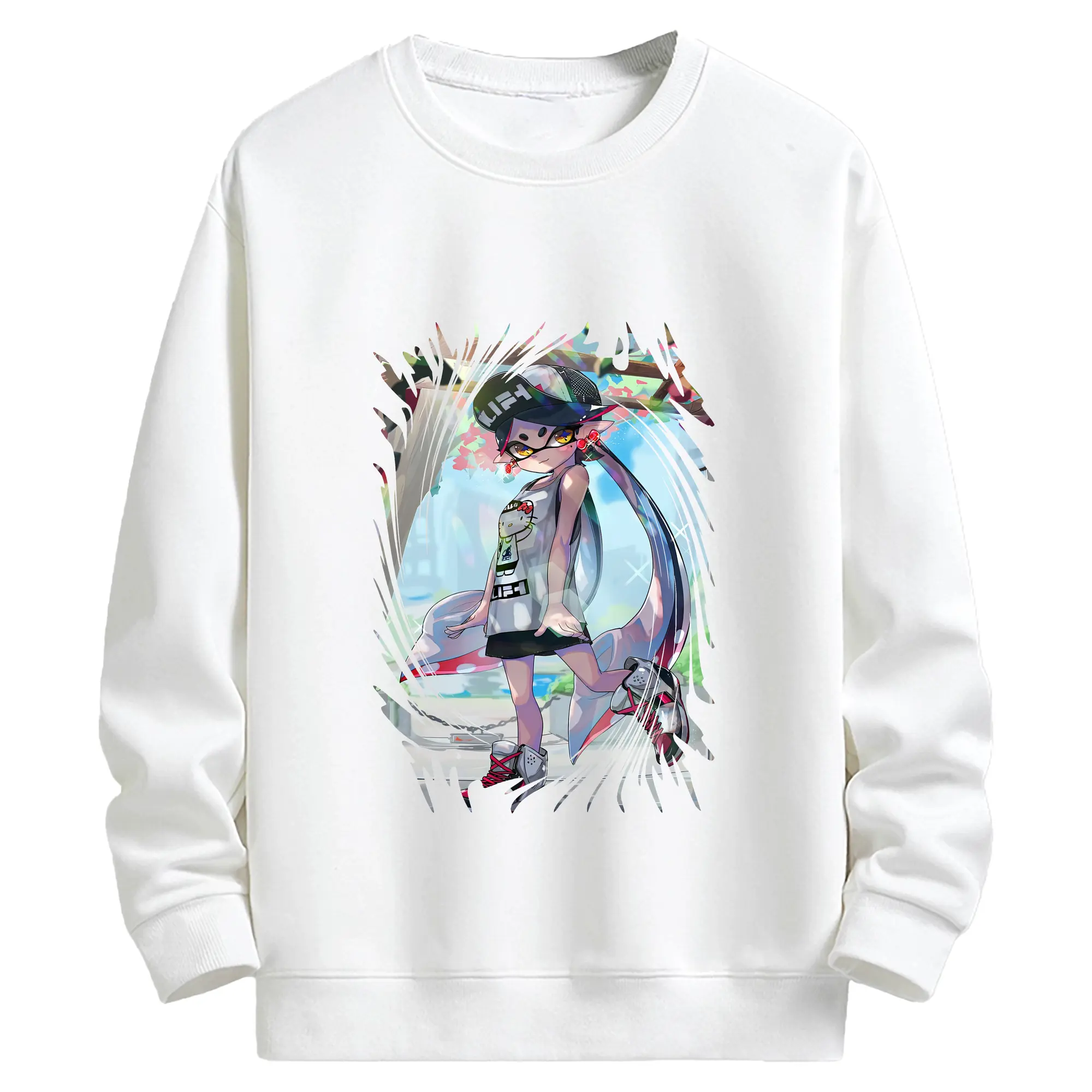 スプラトゥーン グッズ,シオカラーズ アオリ - キッズ クルーネックスウェットシャツ ・ フロントプリント ・ 綿80％ ポリエステル20％ ・ 快適 通学 スポーツ 日常使い お散歩用