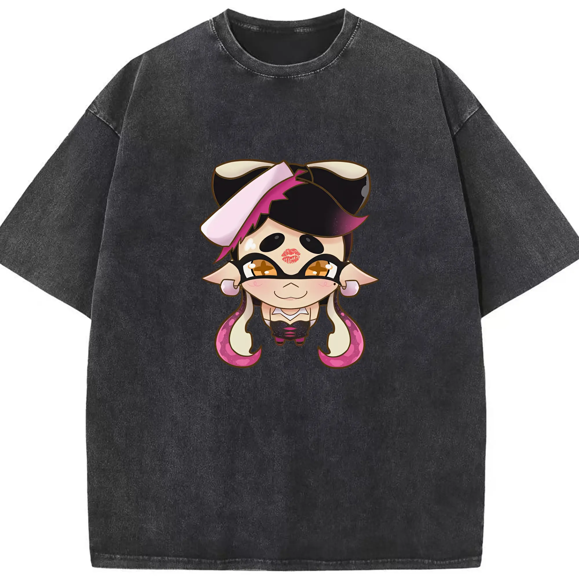 スプラトゥーン グッズ,シオカラーズ アオリ - 綿100％ ヴィンテージ風 半袖Tシャツ ・ フロントプリント ・ 柔らか肌触り ・ 通気性 快適 ・ スポーツ カジュアル 外出用