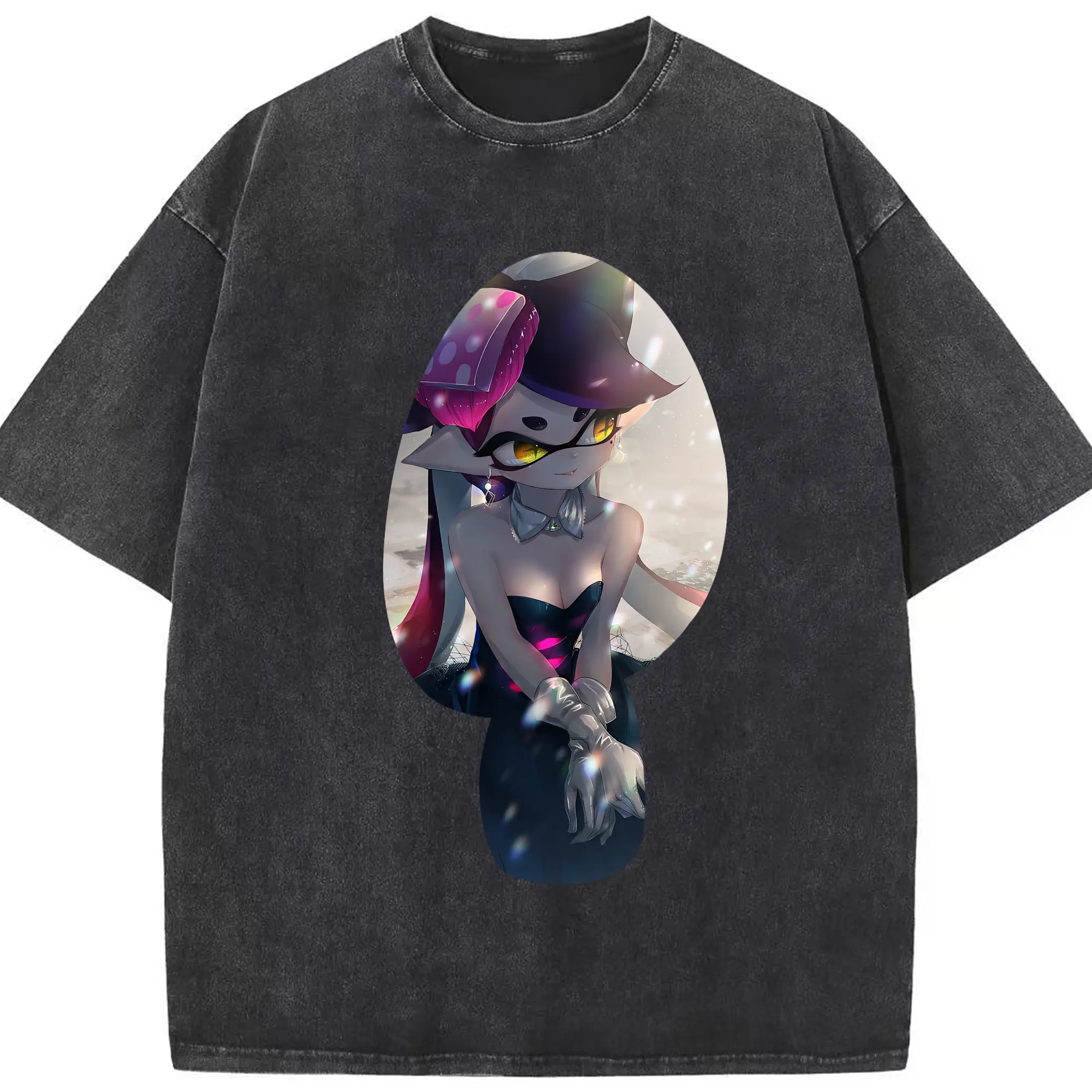 スプラトゥーン グッズ,シオカラーズ アオリ - 綿100％ ヴィンテージ風 半袖Tシャツ ・ フロントプリント ・ 柔らか肌触り ・ 通気性 快適 ・ スポーツ カジュアル 外出用