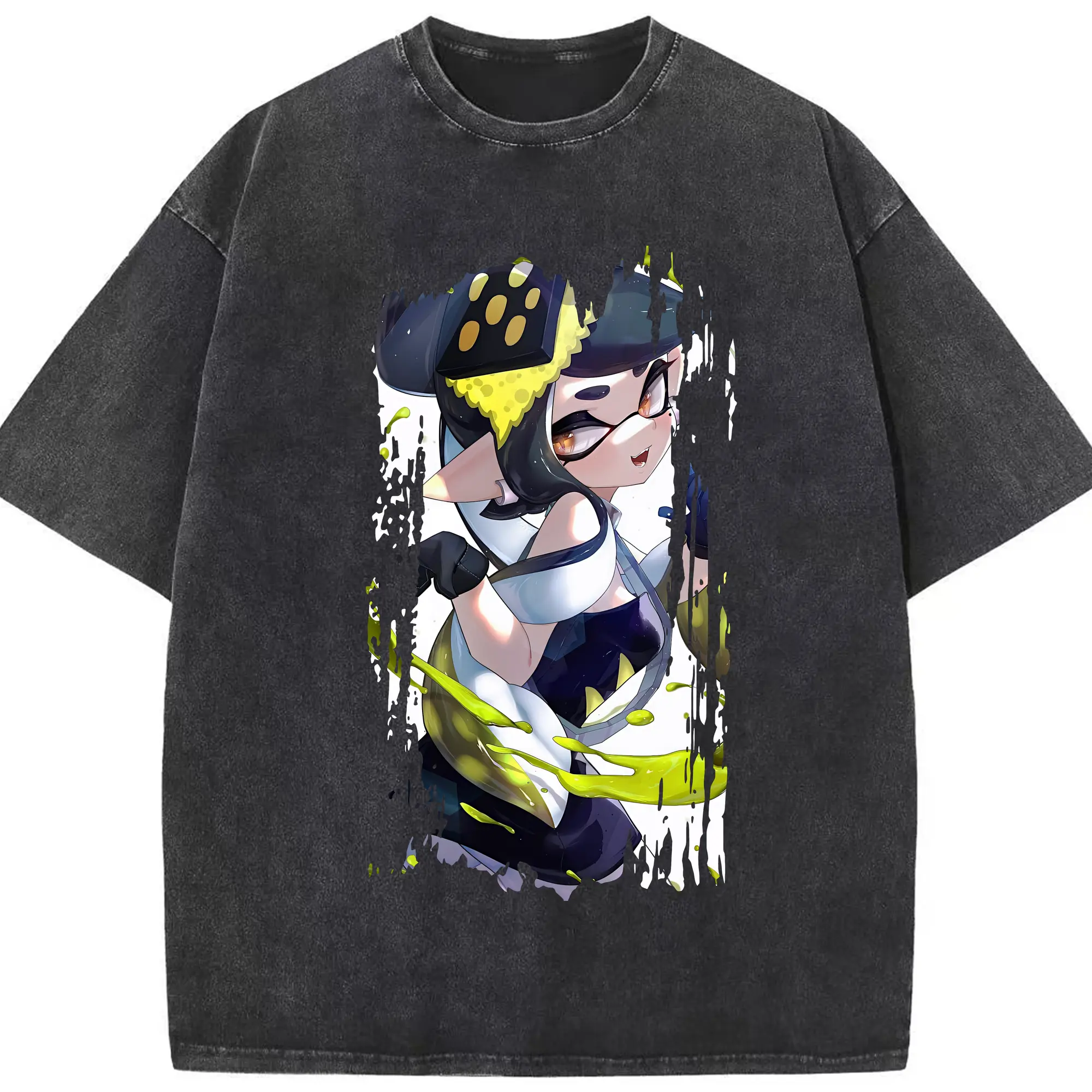 スプラトゥーン グッズ,シオカラーズ アオリ - 綿100％ ヴィンテージ風 半袖Tシャツ ・ フロントプリント ・ 柔らか肌触り ・ 通気性 快適 ・ スポーツ カジュアル 外出用