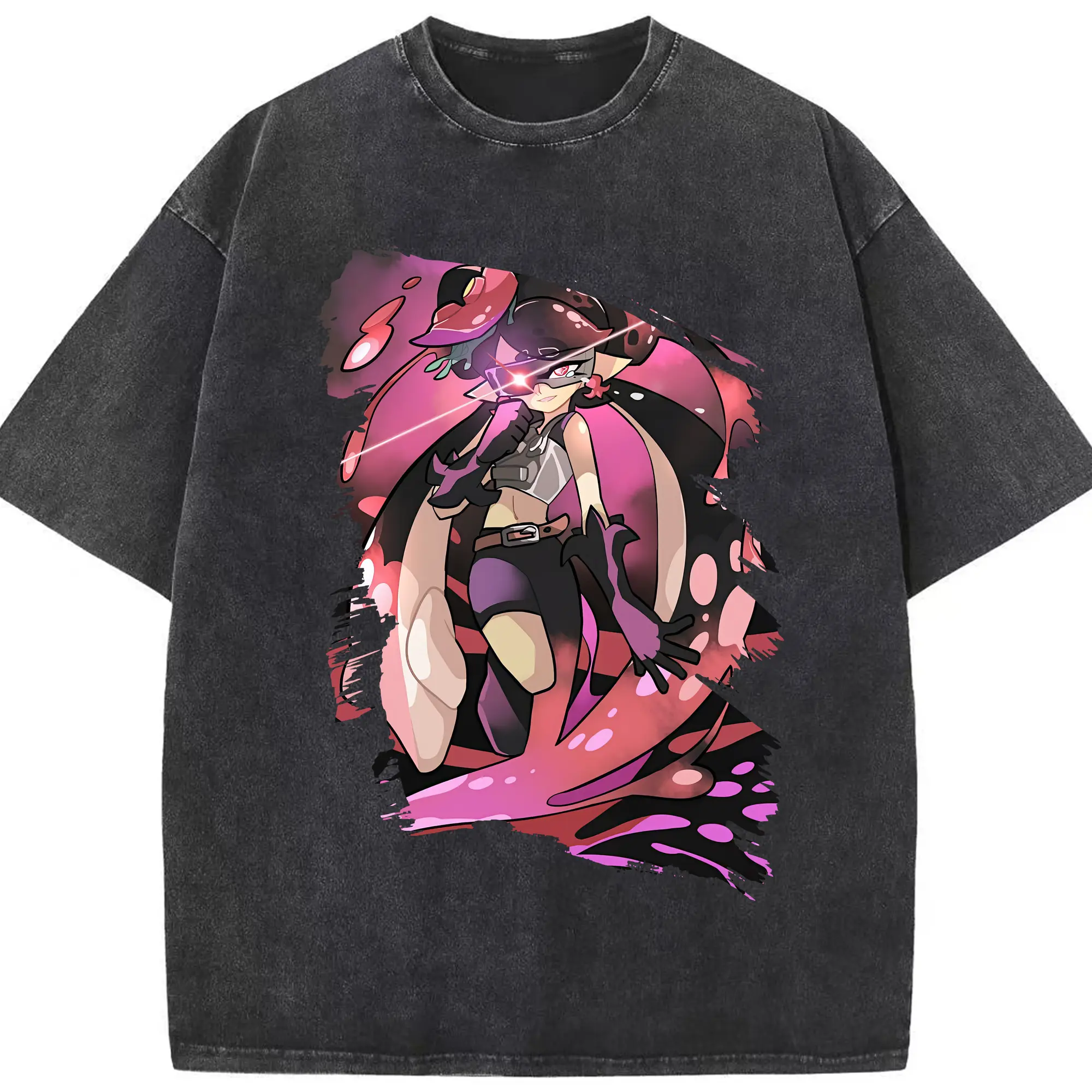 スプラトゥーン グッズ,シオカラーズ アオリ - 綿100％ ヴィンテージ風 半袖Tシャツ ・ フロントプリント ・ 柔らか肌触り ・ 通気性 快適 ・ スポーツ カジュアル 外出用