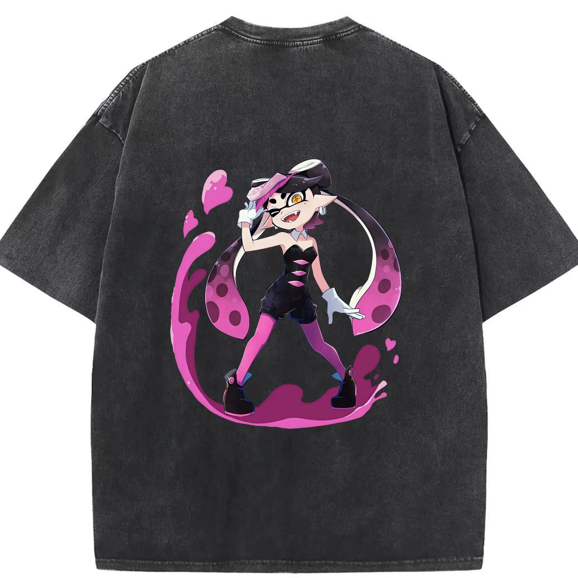 スプラトゥーン グッズ,シオカラーズ アオリ - 綿100％ ヴィンテージ風 半袖Tシャツ ・ 背面プリント ・ 柔らか肌触り ・ 通気性 快適 ・ スポーツ カジュアル 外出用