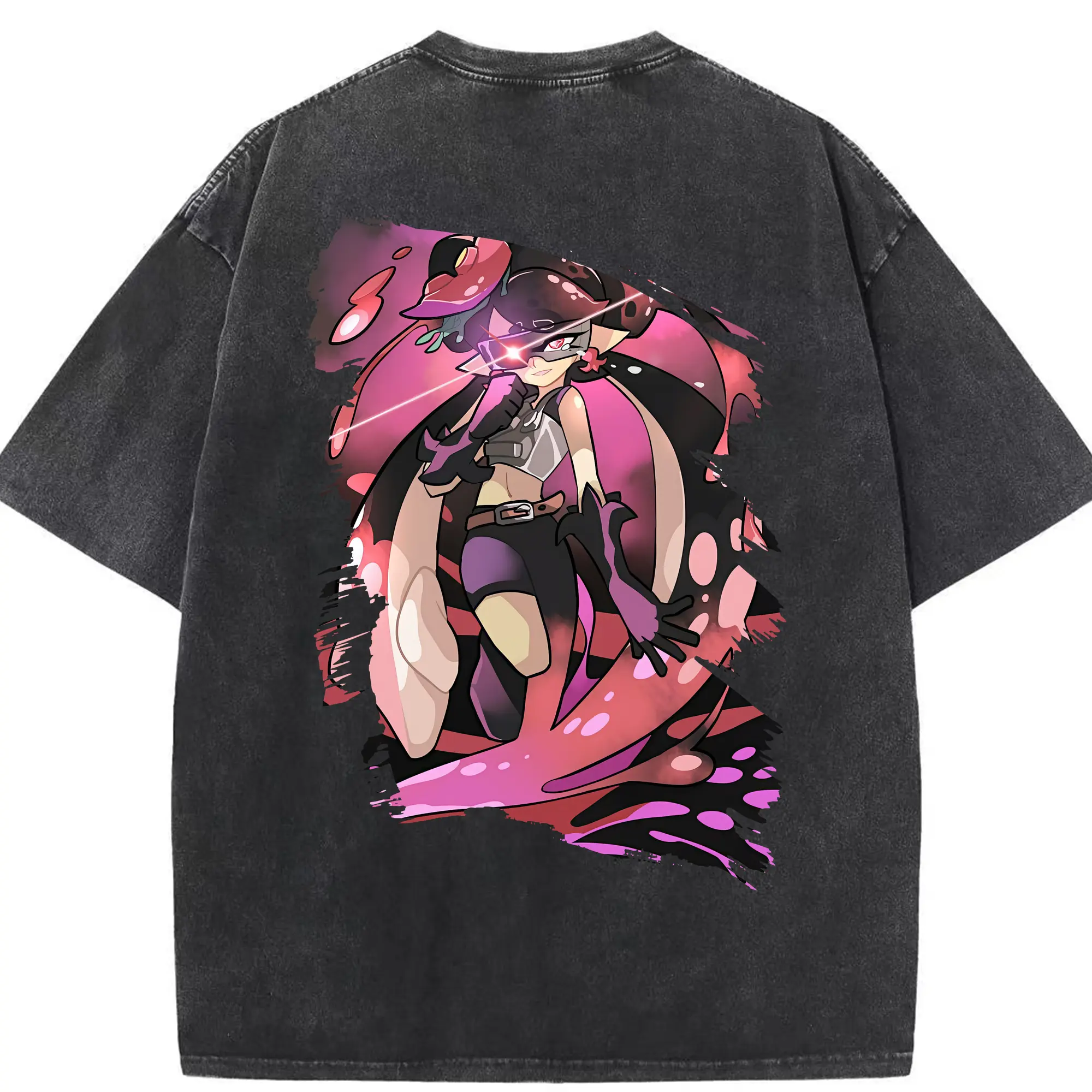スプラトゥーン グッズ,シオカラーズ アオリ - 綿100％ ヴィンテージ風 半袖Tシャツ ・ 背面プリント ・ 柔らか肌触り ・ 通気性 快適 ・ スポーツ カジュアル 外出用