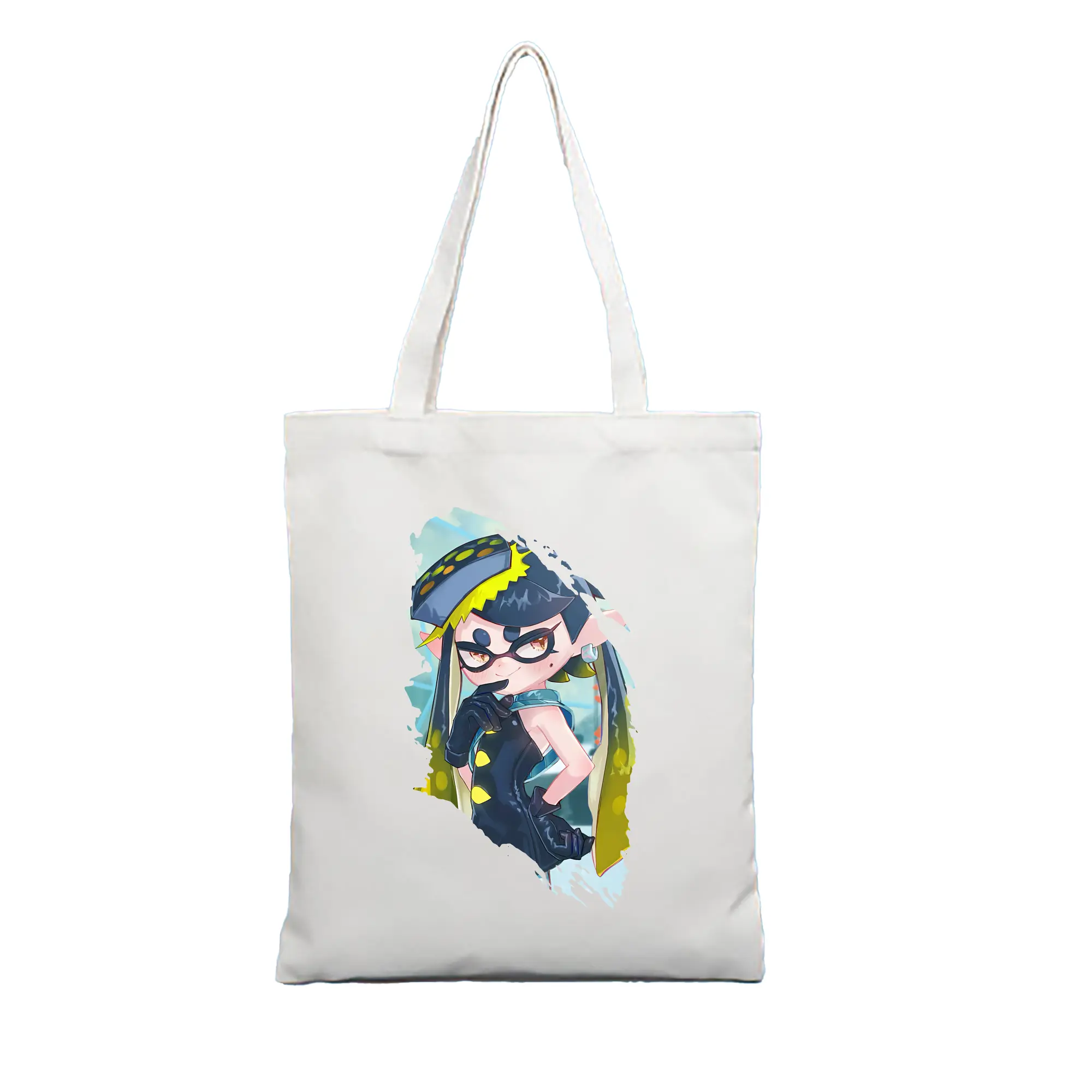 スプラトゥーン グッズ,シオカラーズ アオリ - 縦型キャンバス手提げバッグ（トートバッグ） ・ キャンバス素材 ・ ショッピング用 ・ 軽量 丈夫 お手入れ簡単