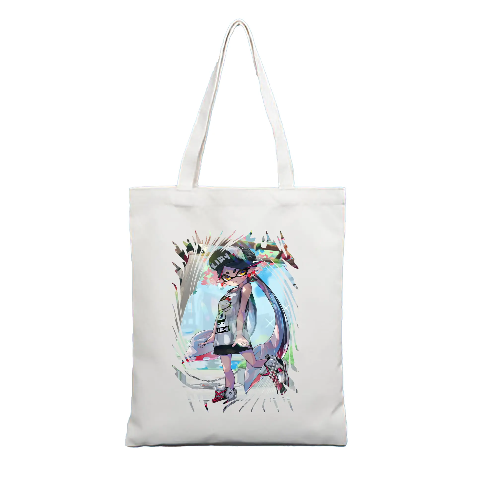 スプラトゥーン グッズ,シオカラーズ アオリ - 縦型キャンバス手提げバッグ（トートバッグ） ・ キャンバス素材 ・ ショッピング用 ・ 軽量 丈夫 お手入れ簡単