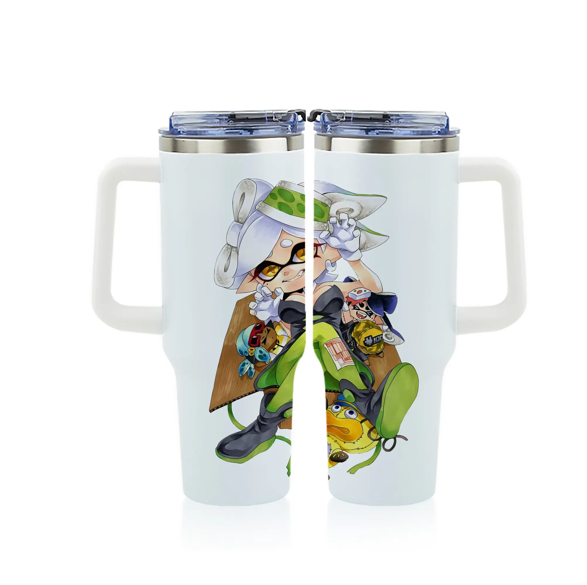 スプラトゥーン グッズ,シオカラーズ ホタル - 1200mL フルプリント車用タンブラー ・ 304ステンレス 内側 ・ 201ステンレス 外側 ・ 保温 保冷 ・ 通勤 ドライブ アウトドア用