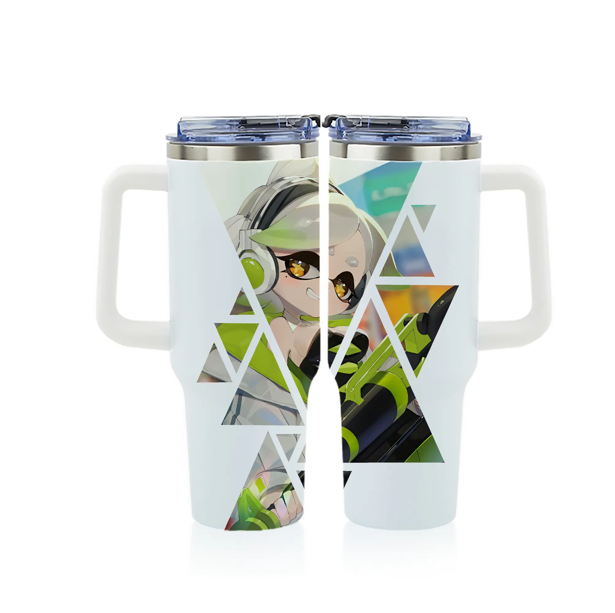 スプラトゥーン グッズ,シオカラーズ ホタル - 1200mL フルプリント車用タンブラー ・ 304ステンレス 内側 ・ 201ステンレス 外側 ・ 保温 保冷 ・ 通勤 ドライブ アウトドア用