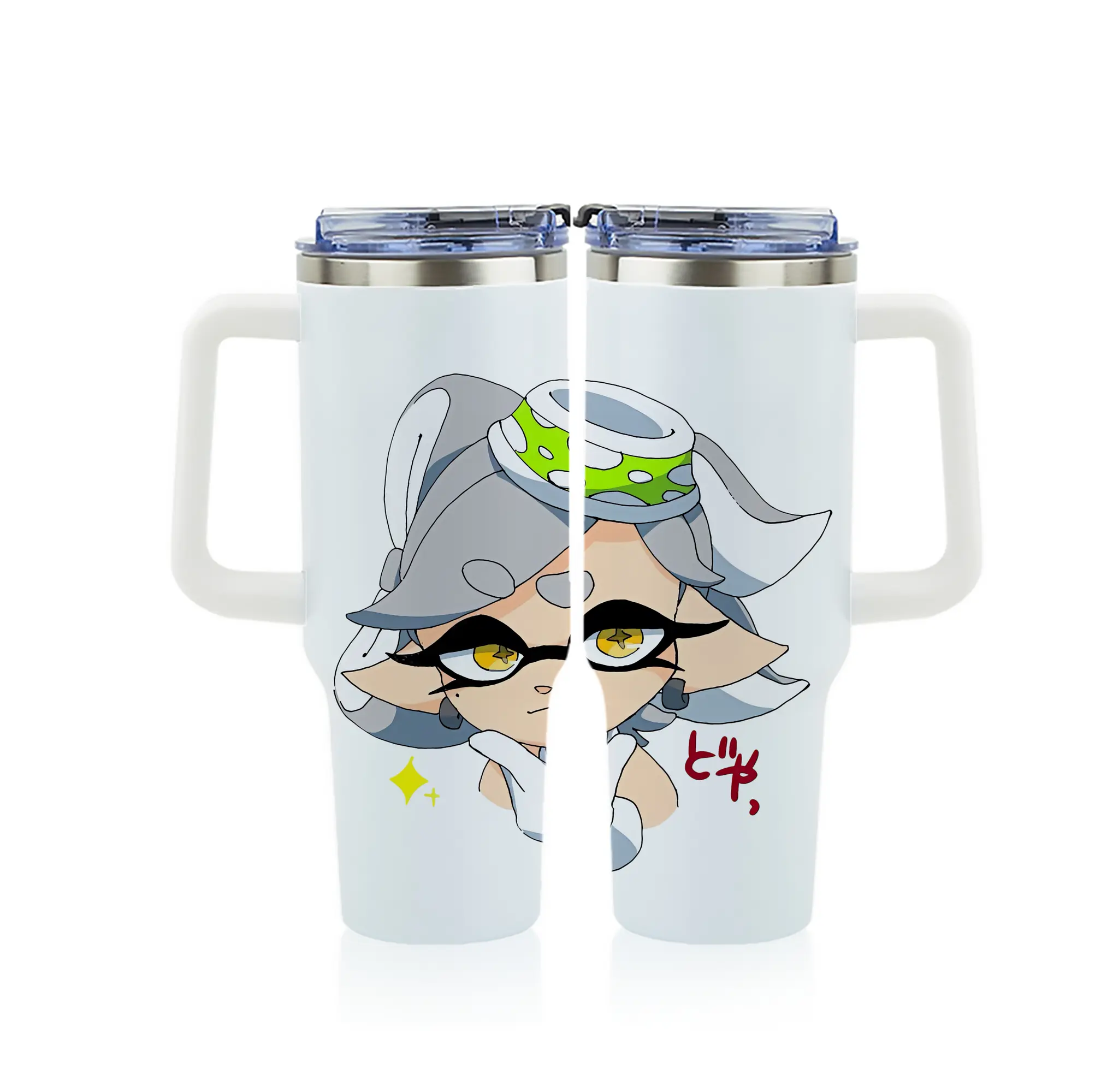 スプラトゥーン グッズ,シオカラーズ ホタル - 1200mL フルプリント車用タンブラー ・ 304ステンレス 内側 ・ 201ステンレス 外側 ・ 保温 保冷 ・ 通勤 ドライブ アウトドア用