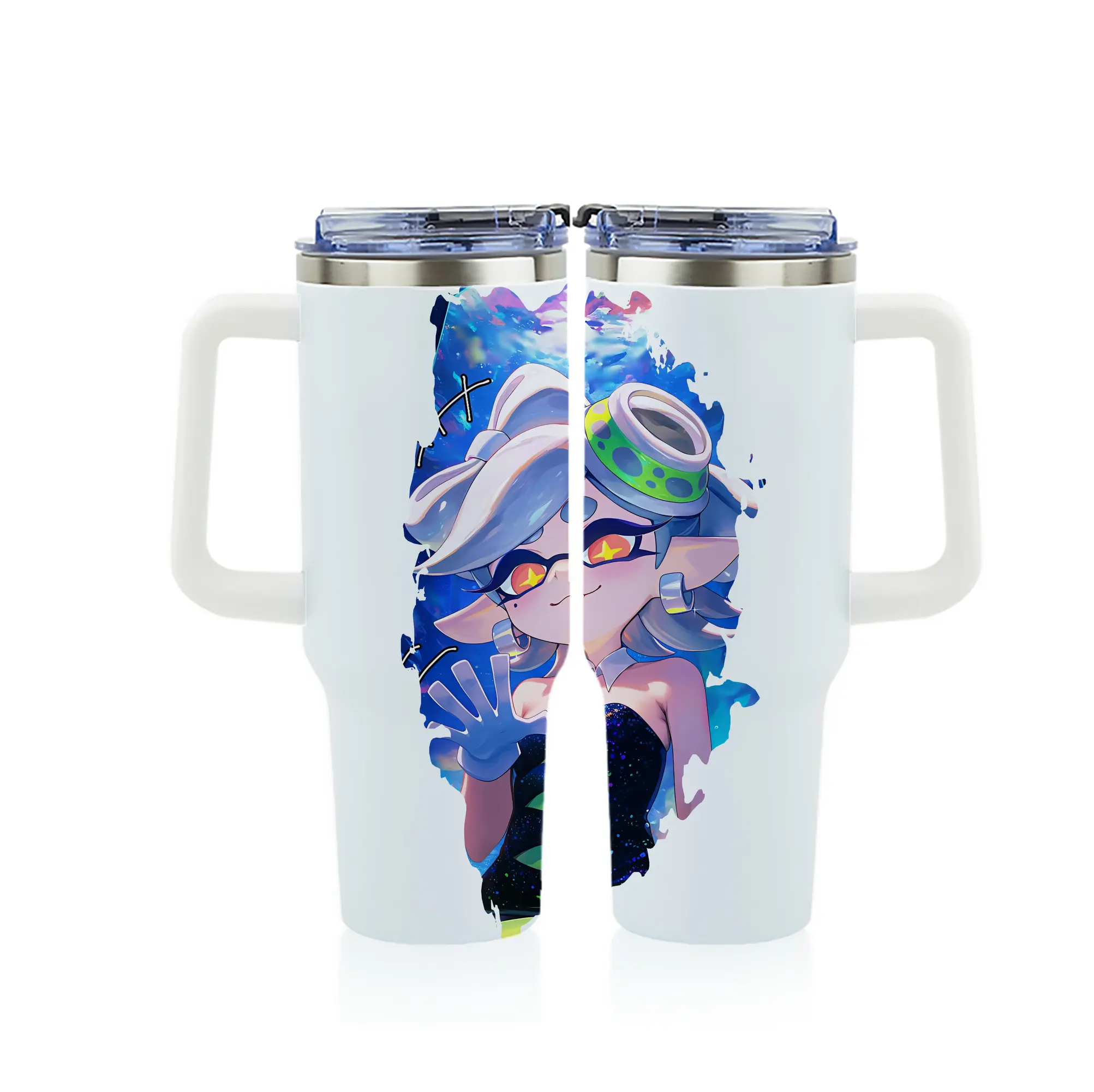 スプラトゥーン グッズ,シオカラーズ ホタル - 1200mL フルプリント車用タンブラー ・ 304ステンレス 内側 ・ 201ステンレス 外側 ・ 保温 保冷 ・ 通勤 ドライブ アウトドア用