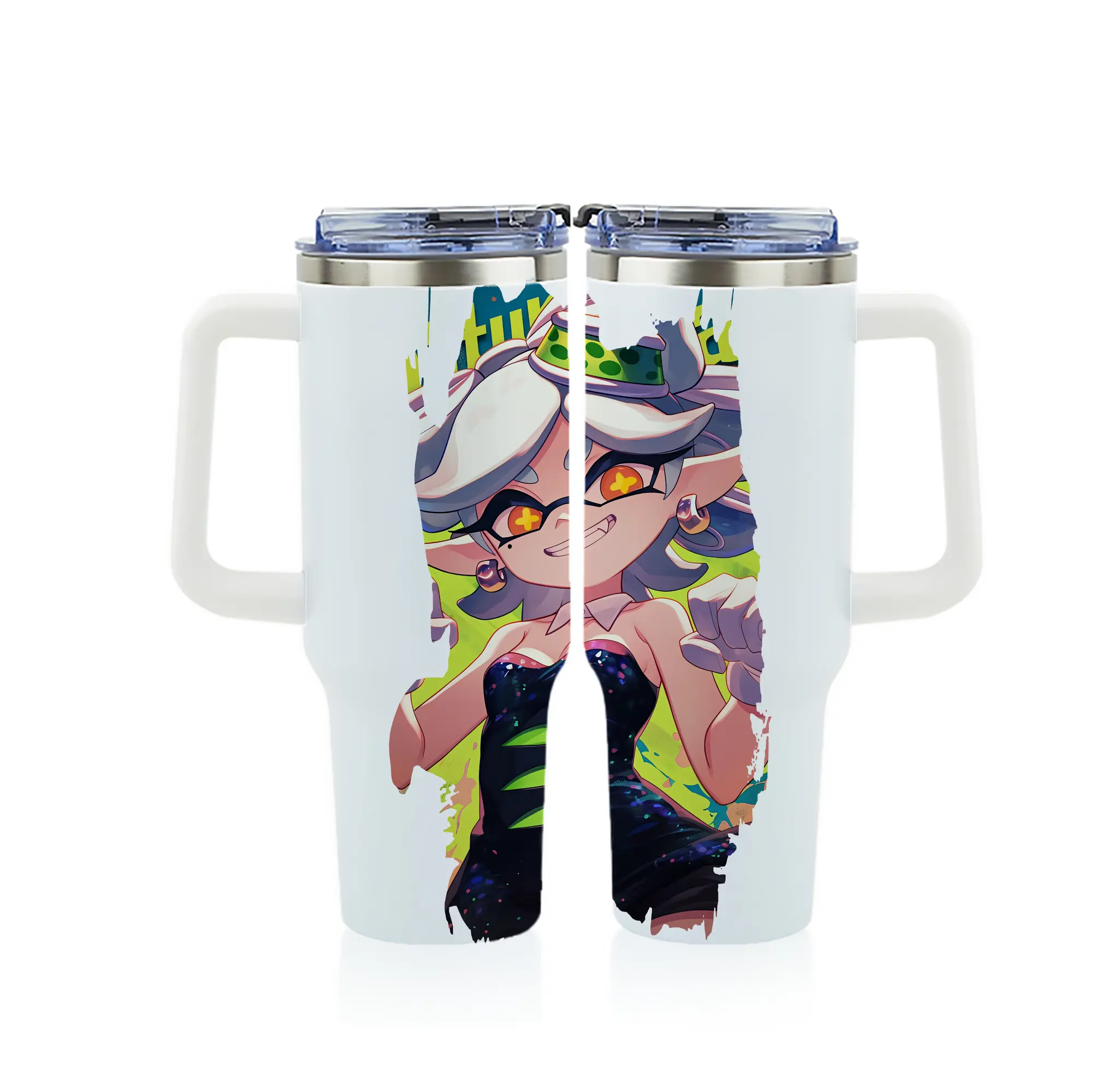 スプラトゥーン グッズ,シオカラーズ ホタル - 1200mL フルプリント車用タンブラー ・ 304ステンレス 内側 ・ 201ステンレス 外側 ・ 保温 保冷 ・ 通勤 ドライブ アウトドア用