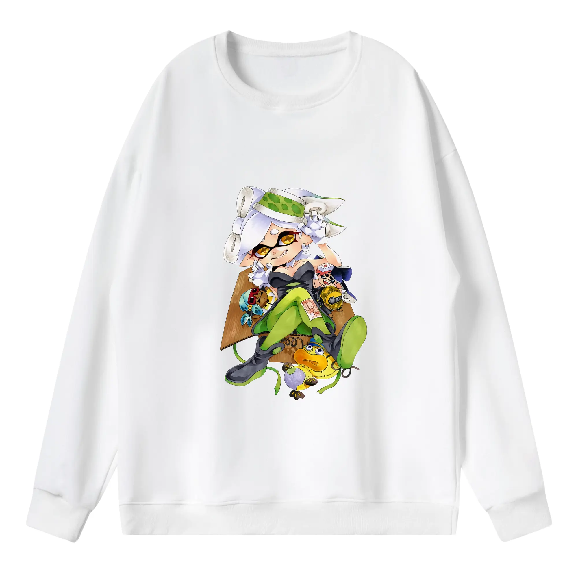 スプラトゥーン グッズ,シオカラーズ ホタル - 薄手 クルーネック スウェット 裏毛260g · ポリエステル 春秋向け カジュアル 男女兼用 · トレーナー デイリー スポーツ 散歩に最適