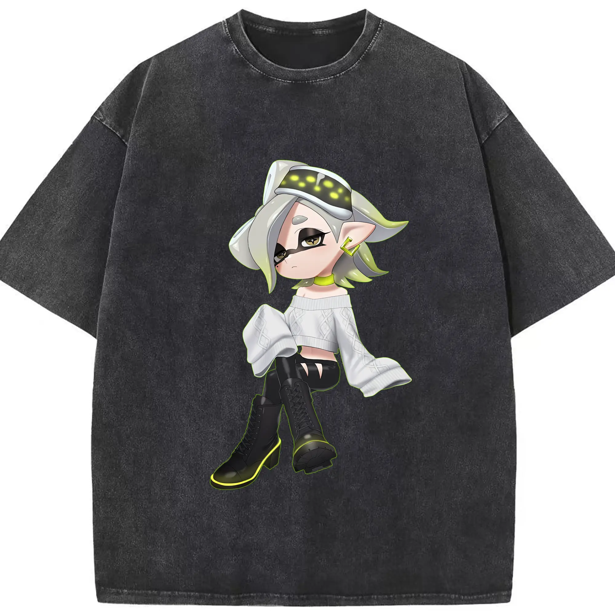 スプラトゥーン グッズ,シオカラーズ ホタル - 綿100％ ヴィンテージ風 半袖Tシャツ ・ フロントプリント ・ 柔らか肌触り ・ 通気性 快適 ・ スポーツ カジュアル 外出用