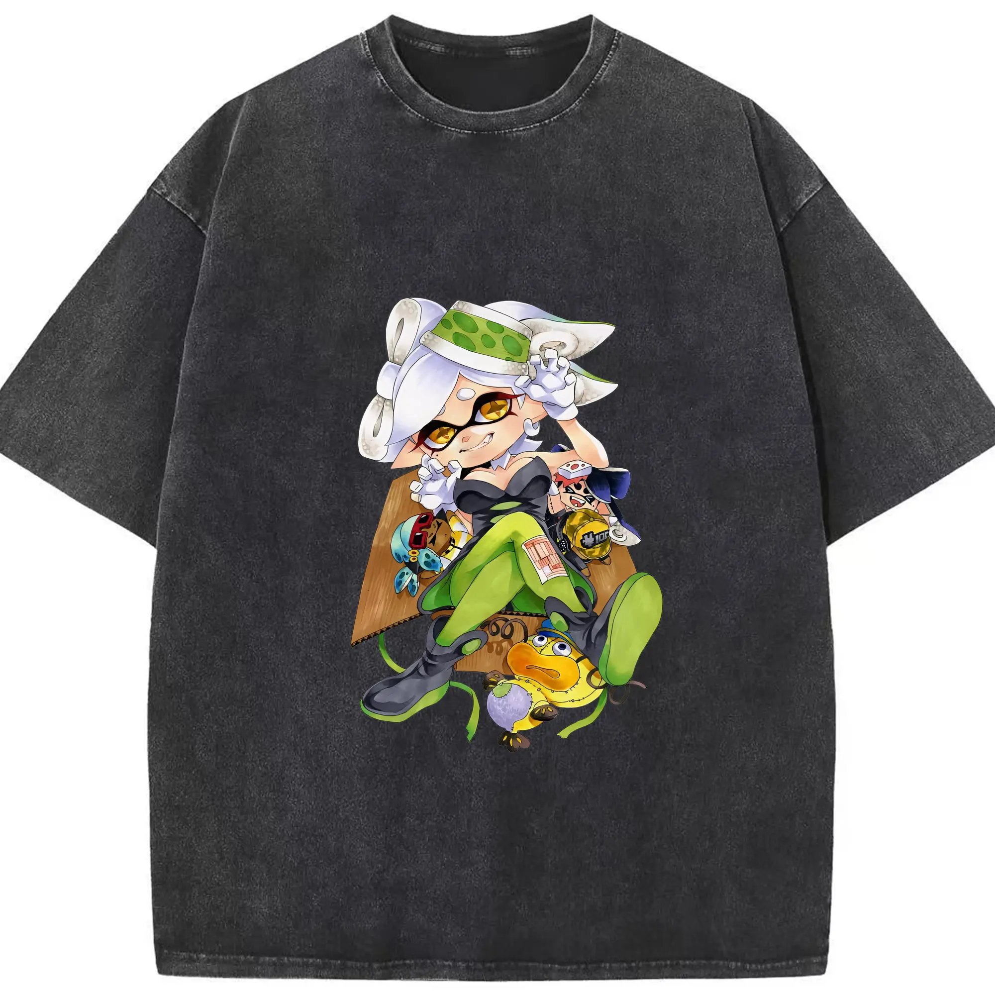 スプラトゥーン グッズ,シオカラーズ ホタル - 綿100％ ヴィンテージ風 半袖Tシャツ ・ フロントプリント ・ 柔らか肌触り ・ 通気性 快適 ・ スポーツ カジュアル 外出用