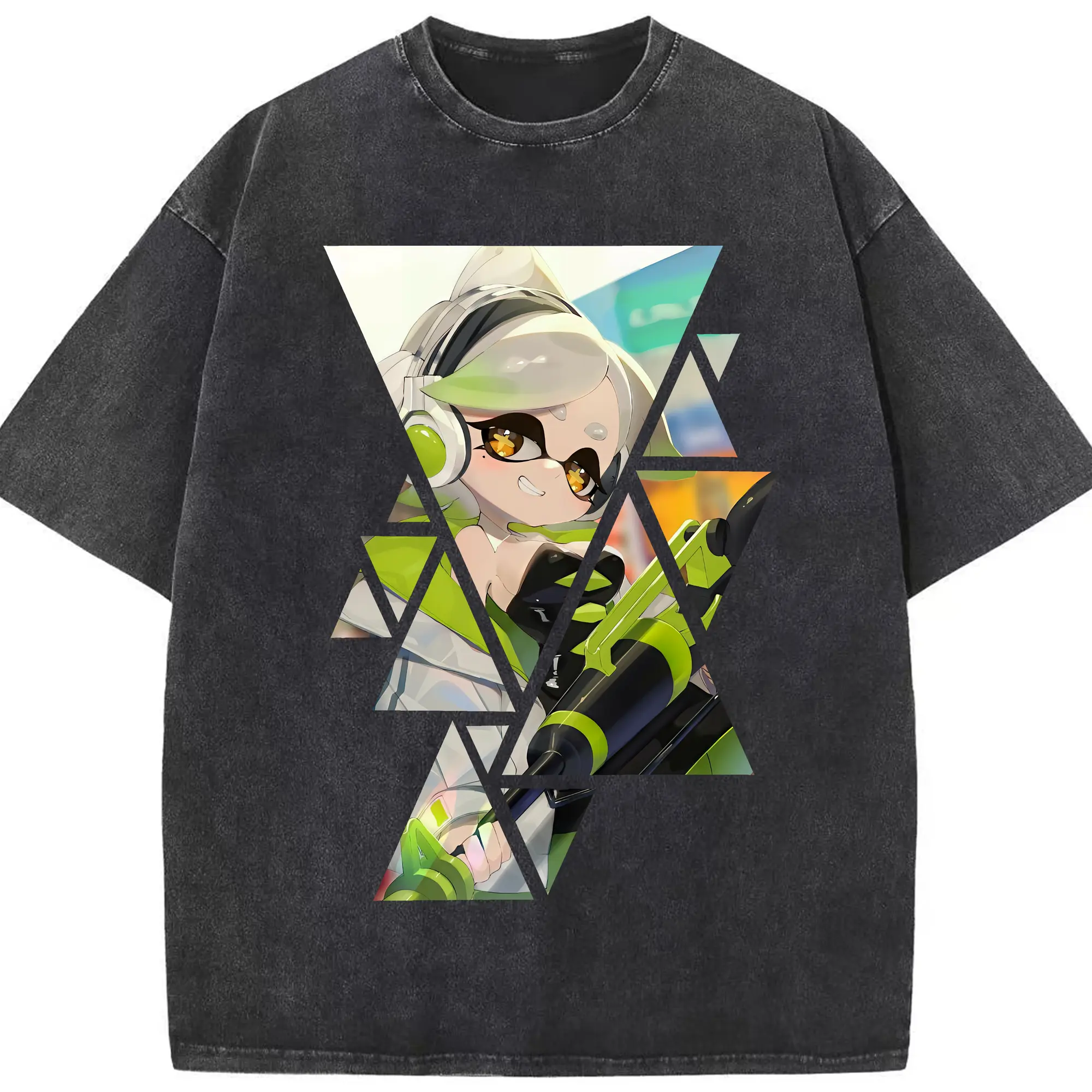 スプラトゥーン グッズ,シオカラーズ ホタル - 綿100％ ヴィンテージ風 半袖Tシャツ ・ フロントプリント ・ 柔らか肌触り ・ 通気性 快適 ・ スポーツ カジュアル 外出用