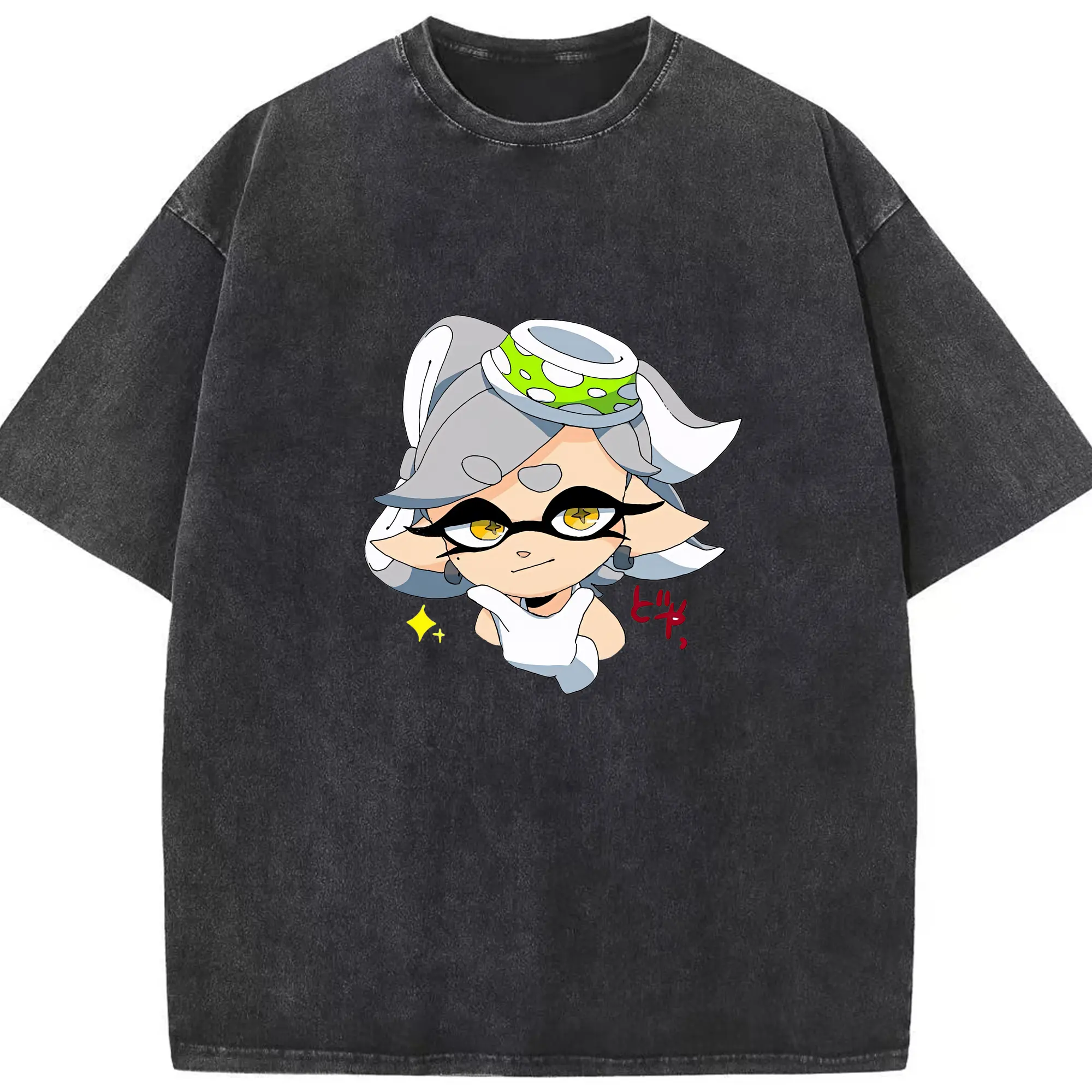 スプラトゥーン グッズ,シオカラーズ ホタル - 綿100％ ヴィンテージ風 半袖Tシャツ ・ フロントプリント ・ 柔らか肌触り ・ 通気性 快適 ・ スポーツ カジュアル 外出用