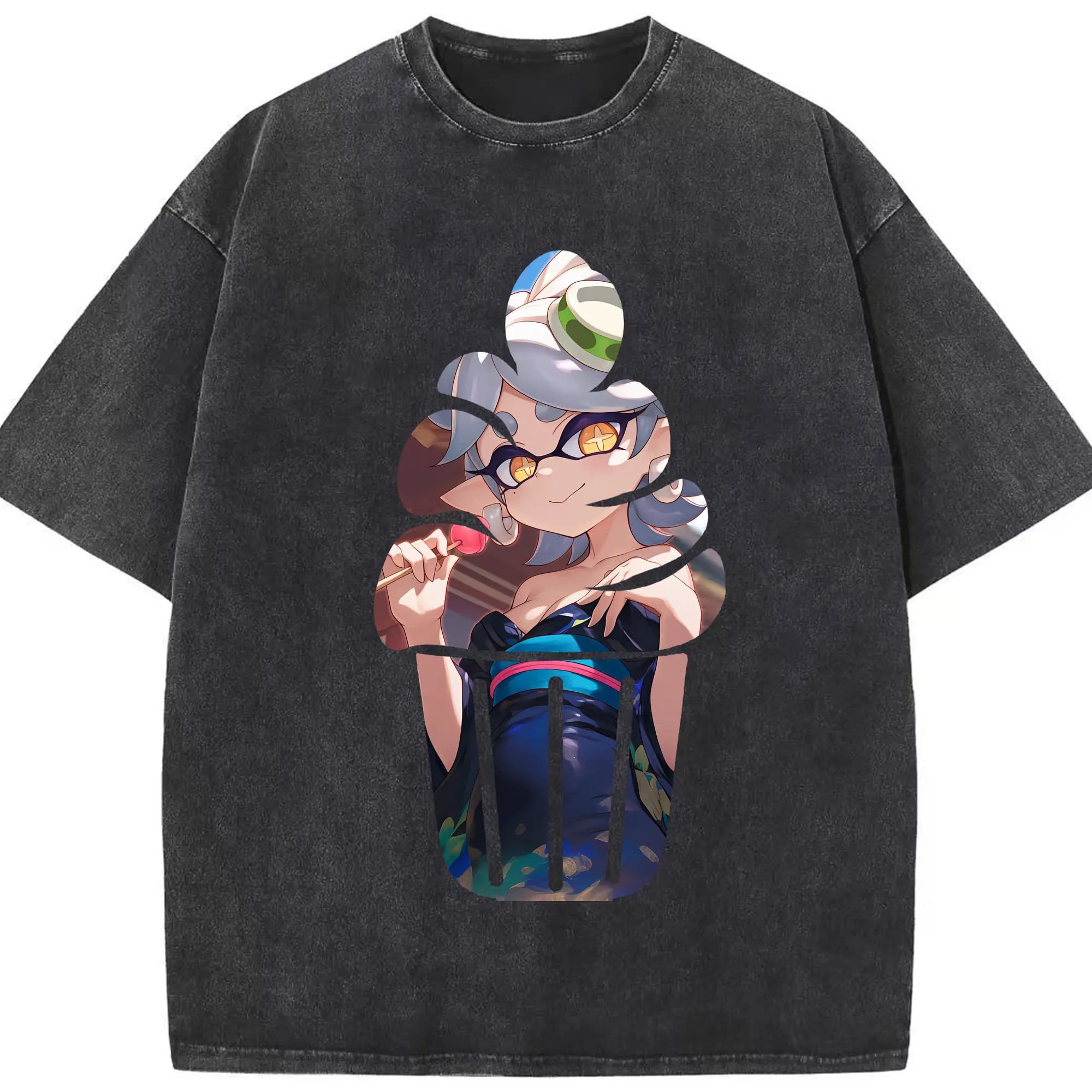 スプラトゥーン グッズ,シオカラーズ ホタル - 綿100％ ヴィンテージ風 半袖Tシャツ ・ フロントプリント ・ 柔らか肌触り ・ 通気性 快適 ・ スポーツ カジュアル 外出用