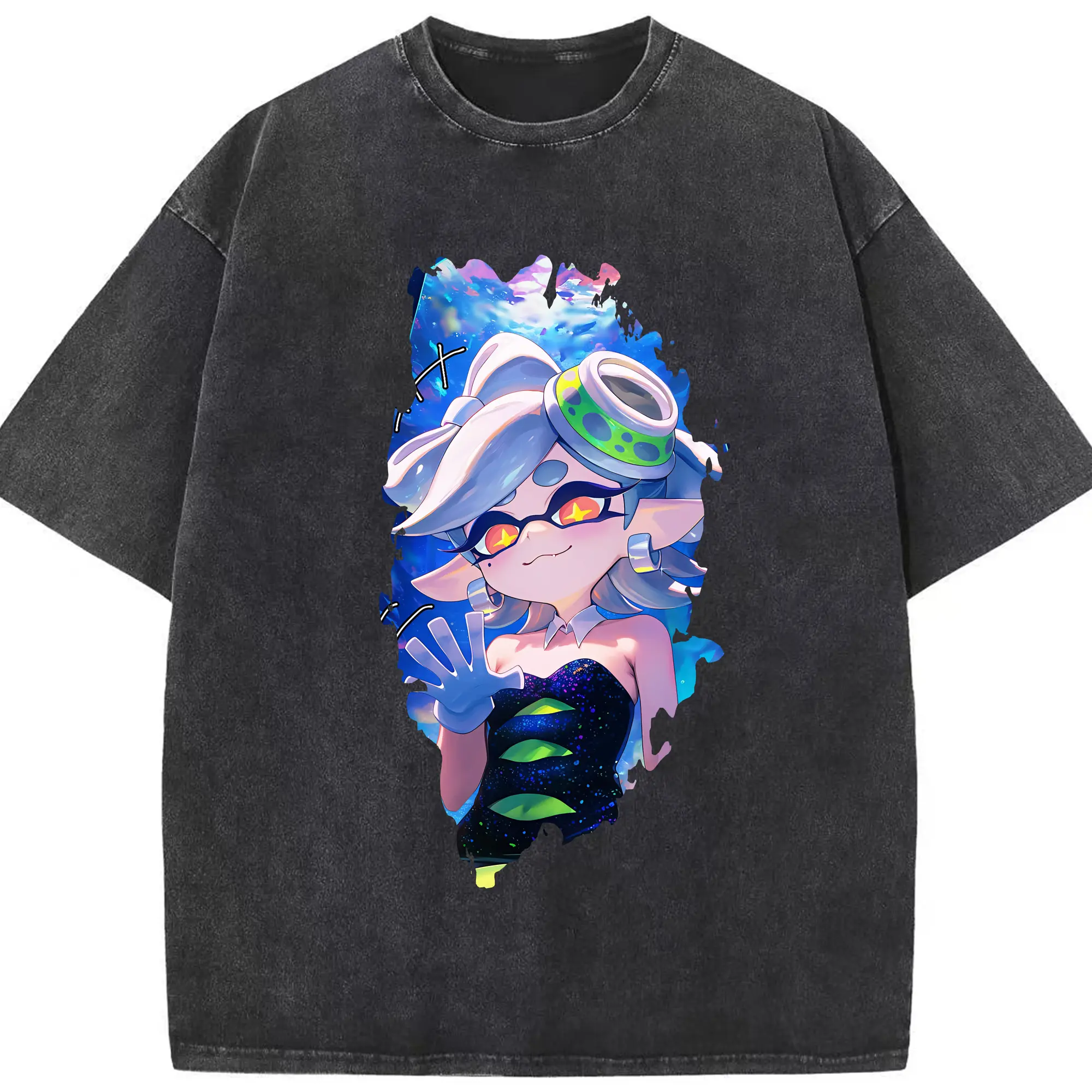 スプラトゥーン グッズ,シオカラーズ ホタル - 綿100％ ヴィンテージ風 半袖Tシャツ ・ フロントプリント ・ 柔らか肌触り ・ 通気性 快適 ・ スポーツ カジュアル 外出用
