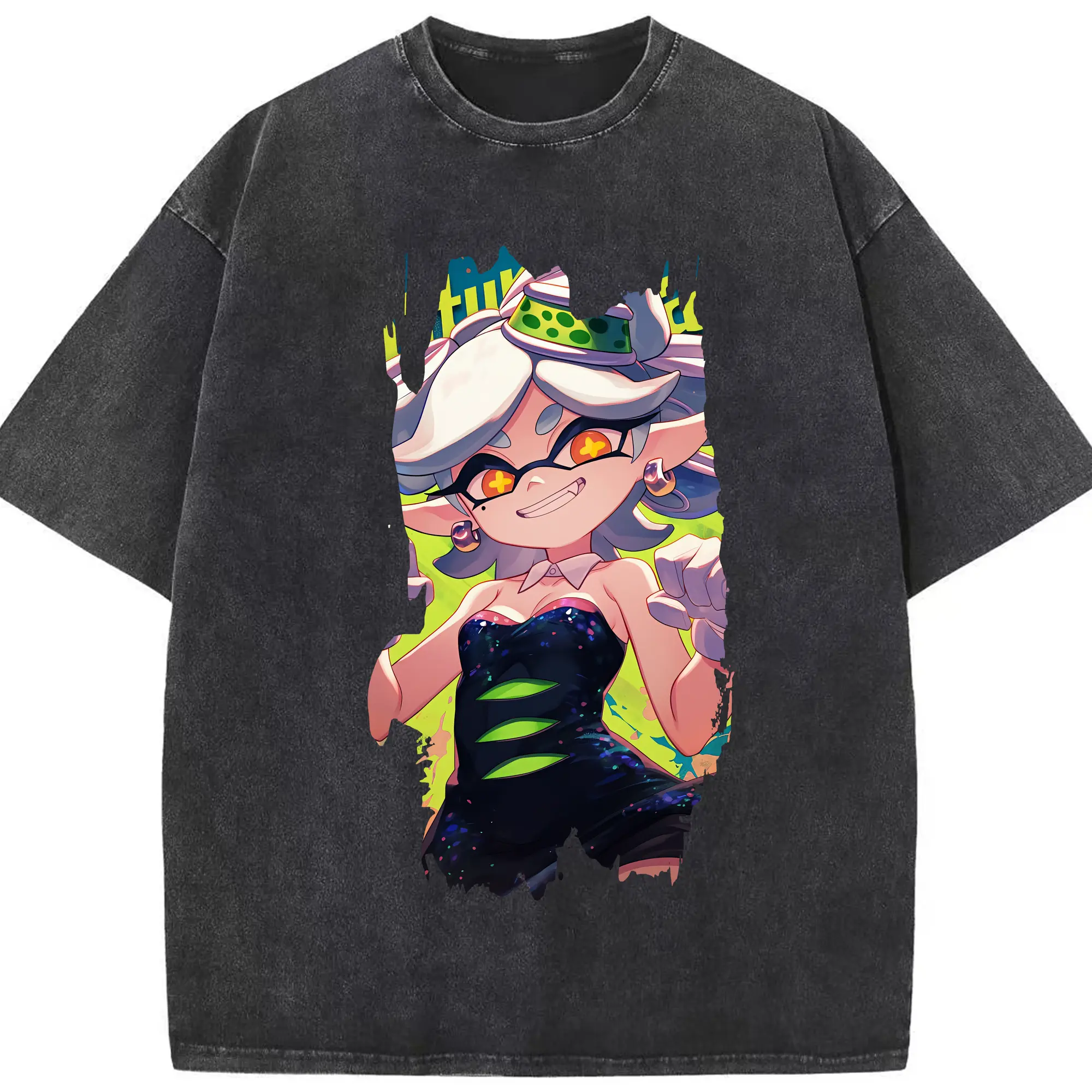 スプラトゥーン グッズ,シオカラーズ ホタル - 綿100％ ヴィンテージ風 半袖Tシャツ ・ フロントプリント ・ 柔らか肌触り ・ 通気性 快適 ・ スポーツ カジュアル 外出用