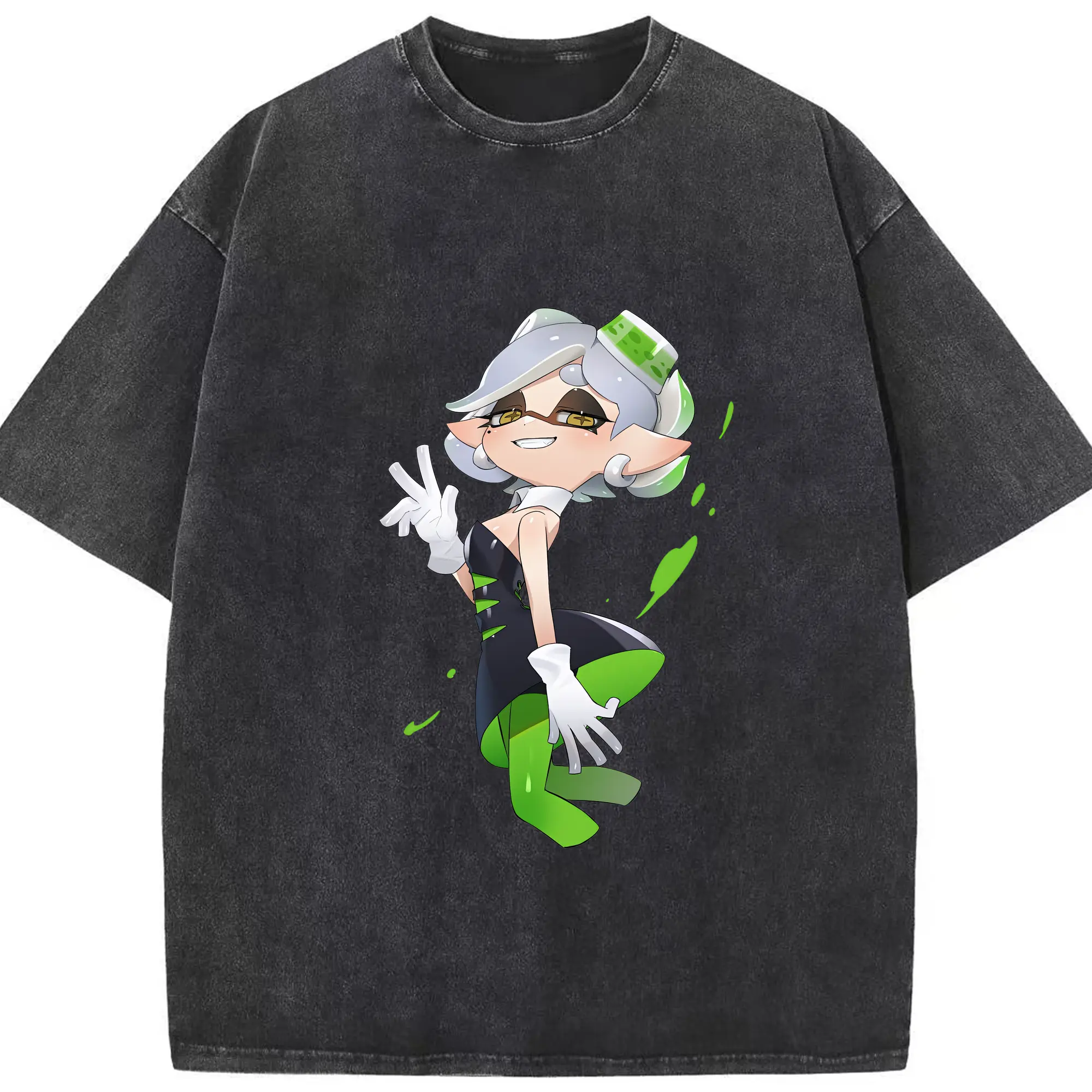 スプラトゥーン グッズ,シオカラーズ ホタル - 綿100％ ヴィンテージ風 半袖Tシャツ ・ フロントプリント ・ 柔らか肌触り ・ 通気性 快適 ・ スポーツ カジュアル 外出用