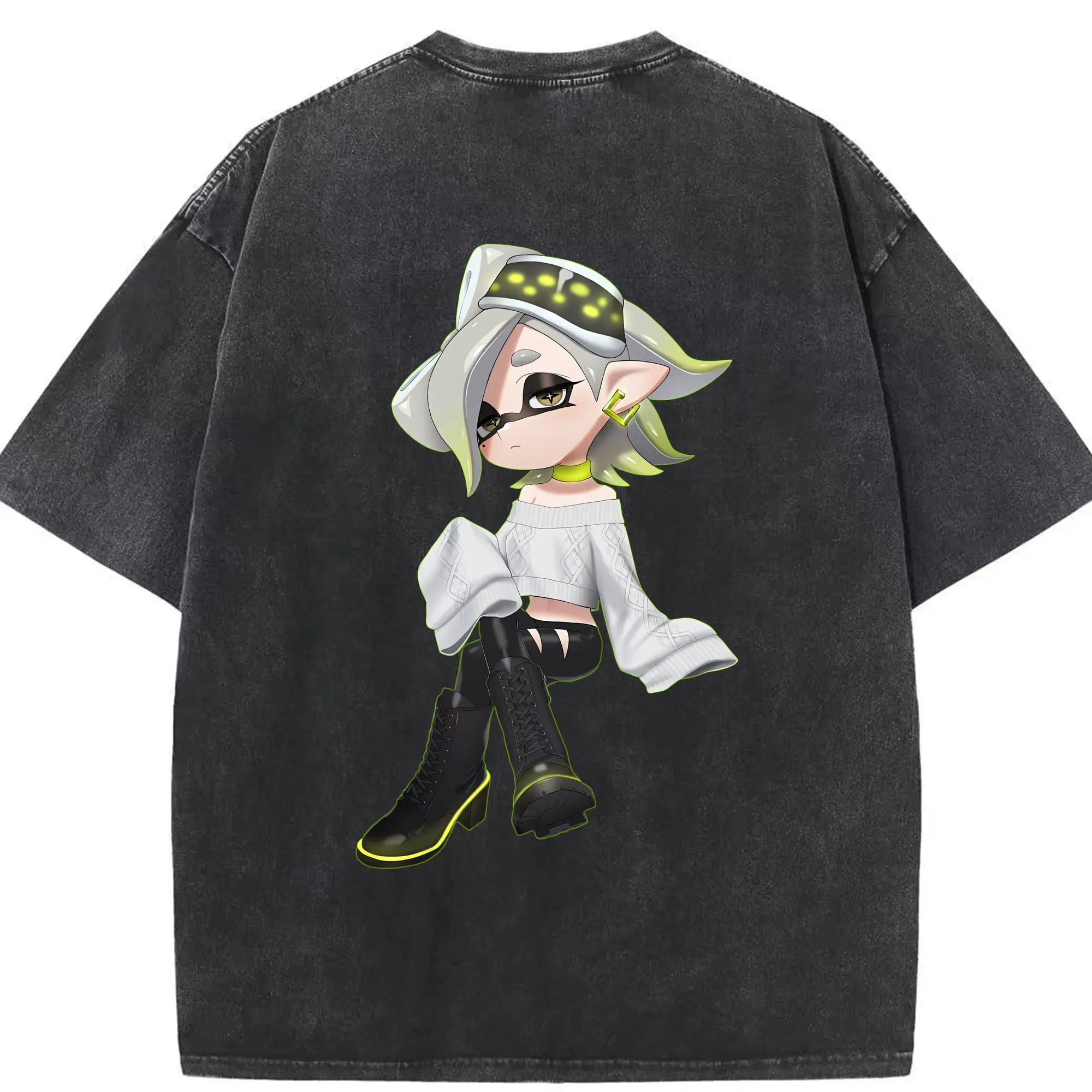 スプラトゥーン グッズ,シオカラーズ ホタル - 綿100％ ヴィンテージ風 半袖Tシャツ ・ 背面プリント ・ 柔らか肌触り ・ 通気性 快適 ・ スポーツ カジュアル 外出用