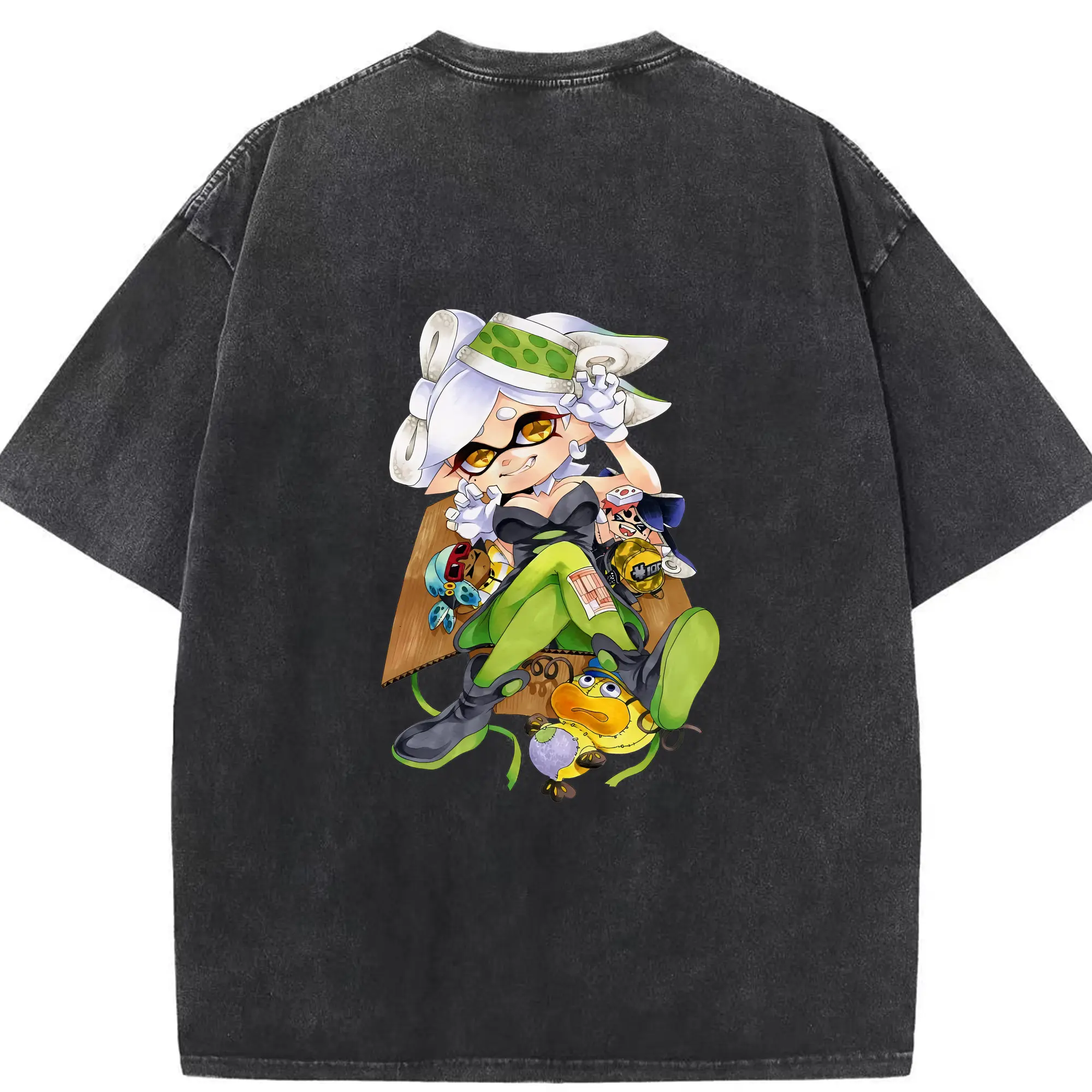 スプラトゥーン グッズ,シオカラーズ ホタル - 綿100％ ヴィンテージ風 半袖Tシャツ ・ 背面プリント ・ 柔らか肌触り ・ 通気性 快適 ・ スポーツ カジュアル 外出用