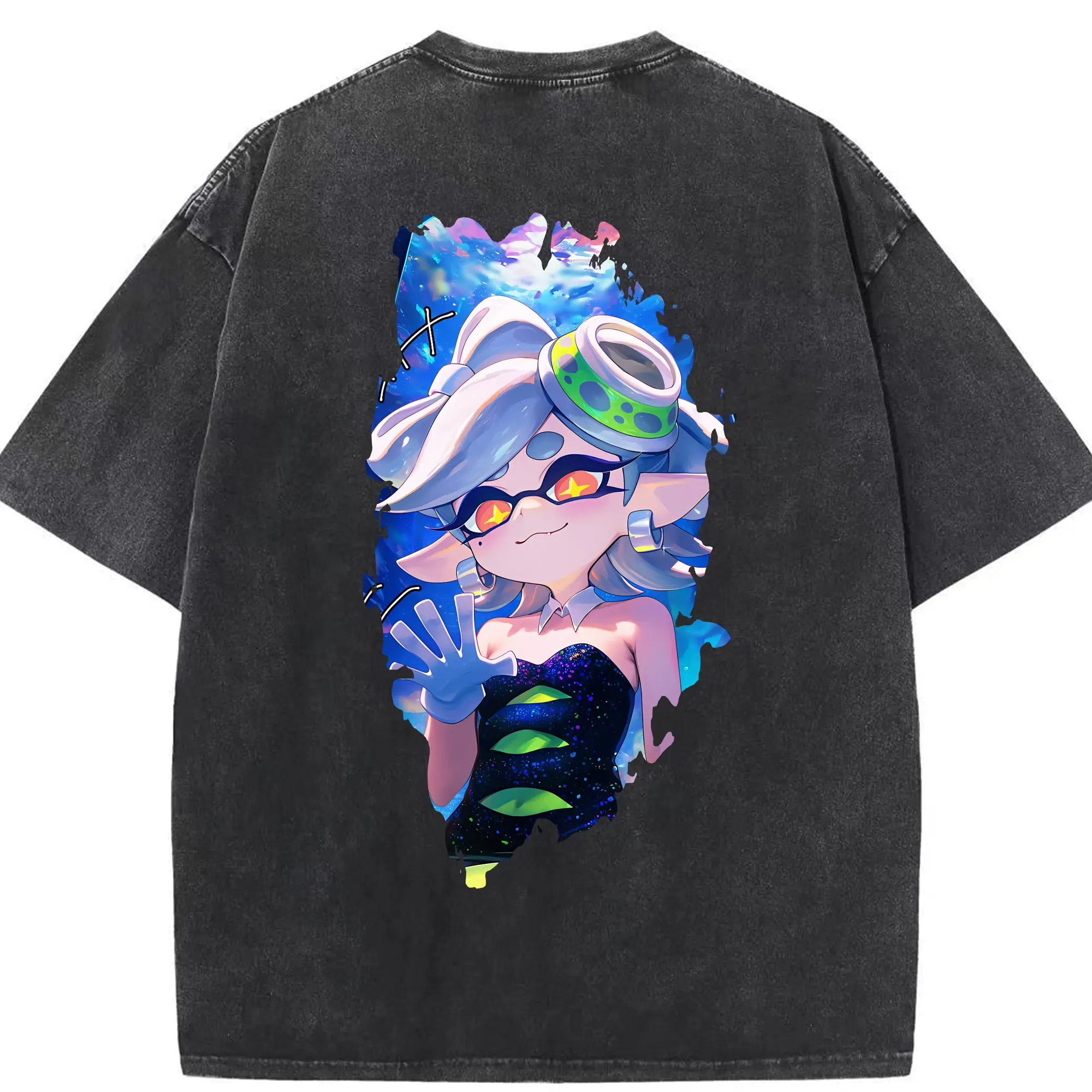 スプラトゥーン グッズ,シオカラーズ ホタル - 綿100％ ヴィンテージ風 半袖Tシャツ ・ 背面プリント ・ 柔らか肌触り ・ 通気性 快適 ・ スポーツ カジュアル 外出用