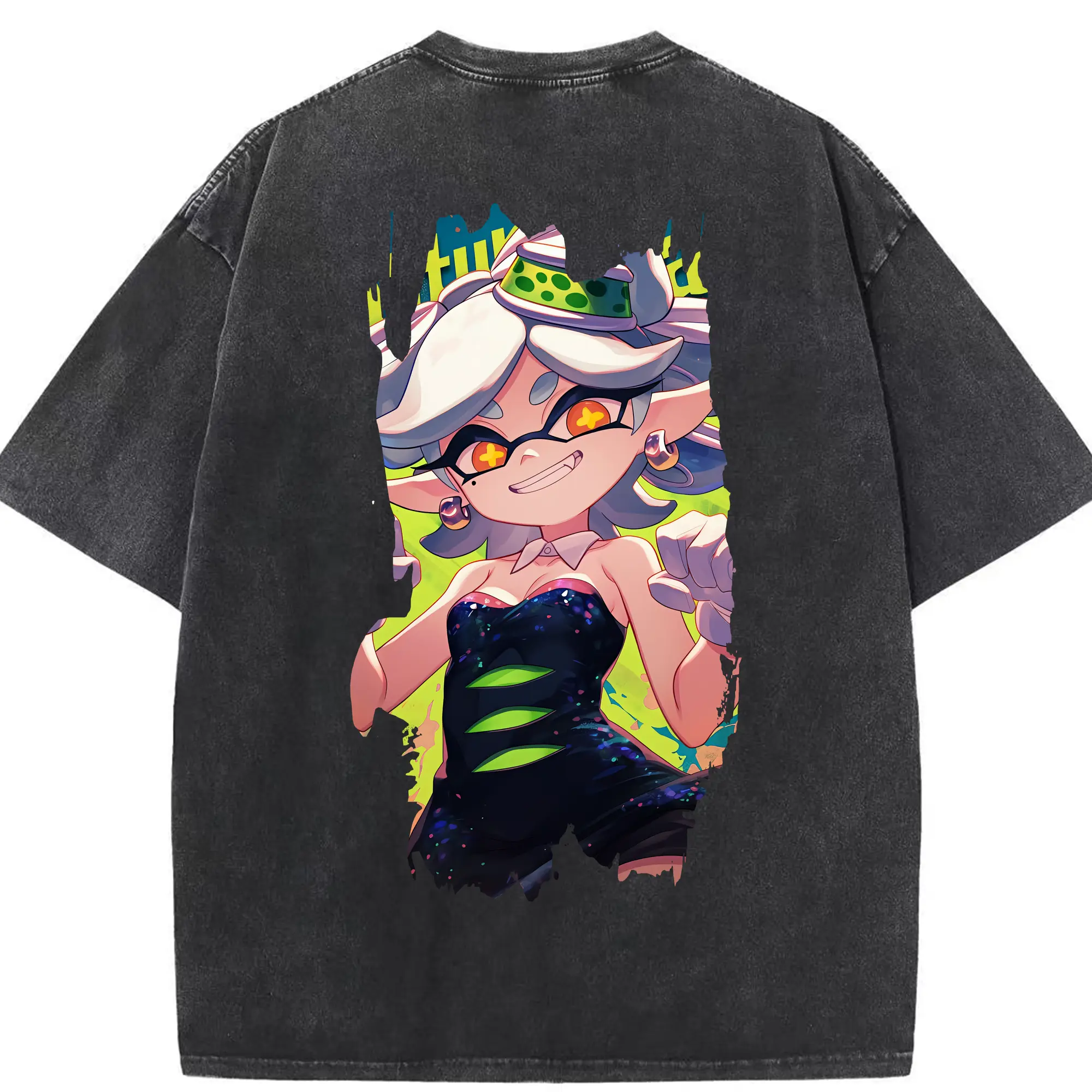 スプラトゥーン グッズ,シオカラーズ ホタル - 綿100％ ヴィンテージ風 半袖Tシャツ ・ 背面プリント ・ 柔らか肌触り ・ 通気性 快適 ・ スポーツ カジュアル 外出用