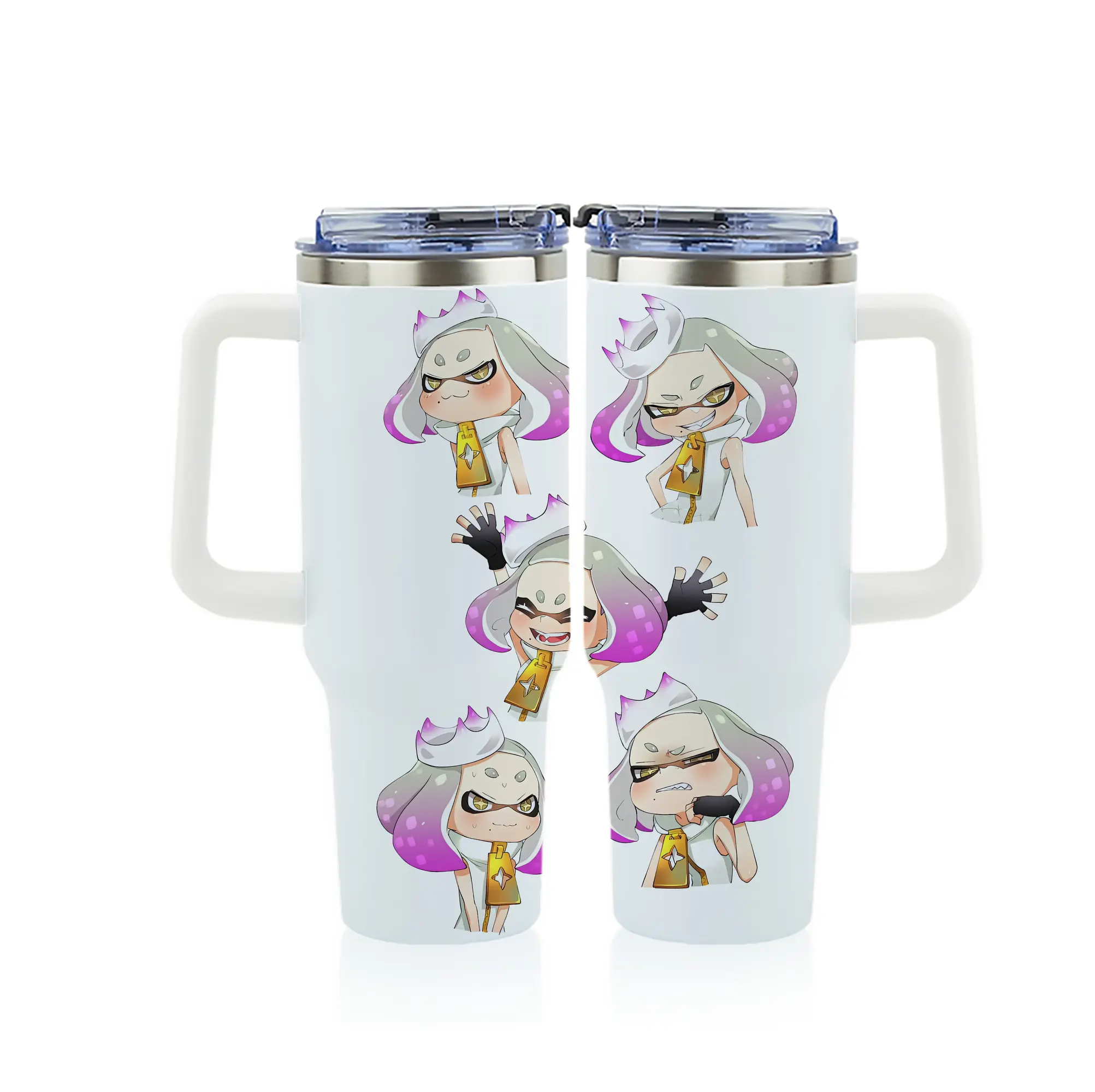 スプラトゥーン グッズ,ヒメ - 1200mL フルプリント車用タンブラー ・ 304ステンレス 内側 ・ 201ステンレス 外側 ・ 保温 保冷 ・ 通勤 ドライブ アウトドア用