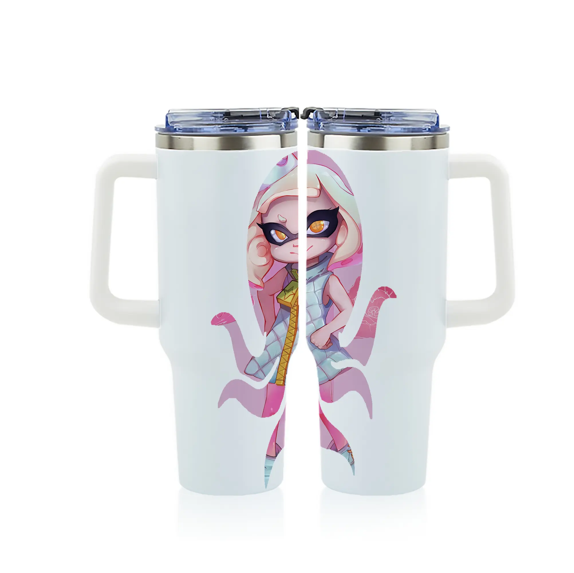 スプラトゥーン グッズ,ヒメ - 1200mL フルプリント車用タンブラー ・ 304ステンレス 内側 ・ 201ステンレス 外側 ・ 保温 保冷 ・ 通勤 ドライブ アウトドア用