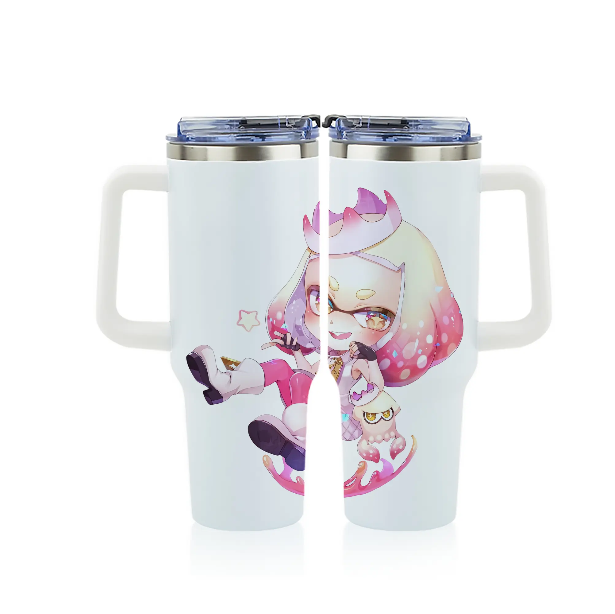 スプラトゥーン グッズ,ヒメ - 1200mL フルプリント車用タンブラー ・ 304ステンレス 内側 ・ 201ステンレス 外側 ・ 保温 保冷 ・ 通勤 ドライブ アウトドア用